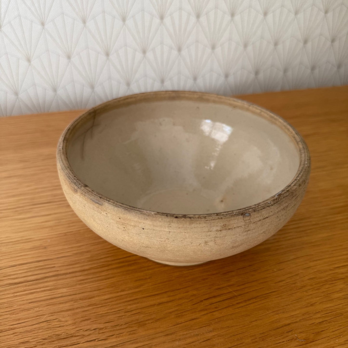 VINTAGE FRENCH STONEWARE SALAD MIXING BOWL TERRINE 6 3/4" 02112511