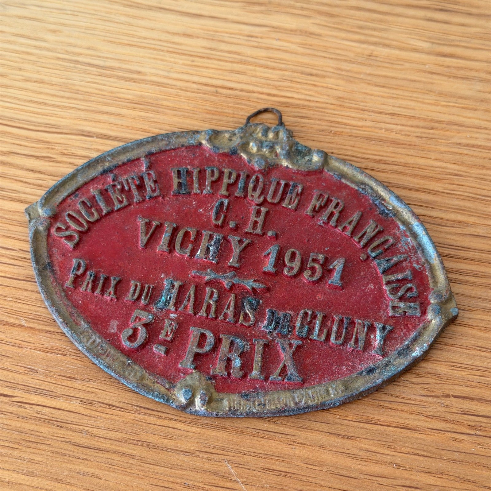 French Vintage Agricultural Award Trophy Plaque Vichy 1951 Equestrian 1301265 Fleamarketfrance : French vintage and antique decor