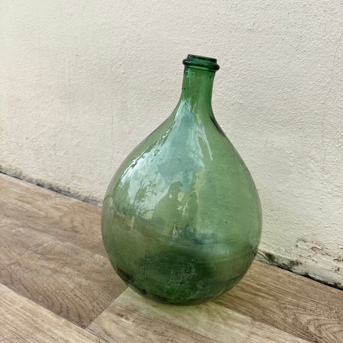 Old French Green Dame Jeanne Demi John Carboy Bottle bonbonne BLOWN 12" 1209242 - Fleamarketfrance