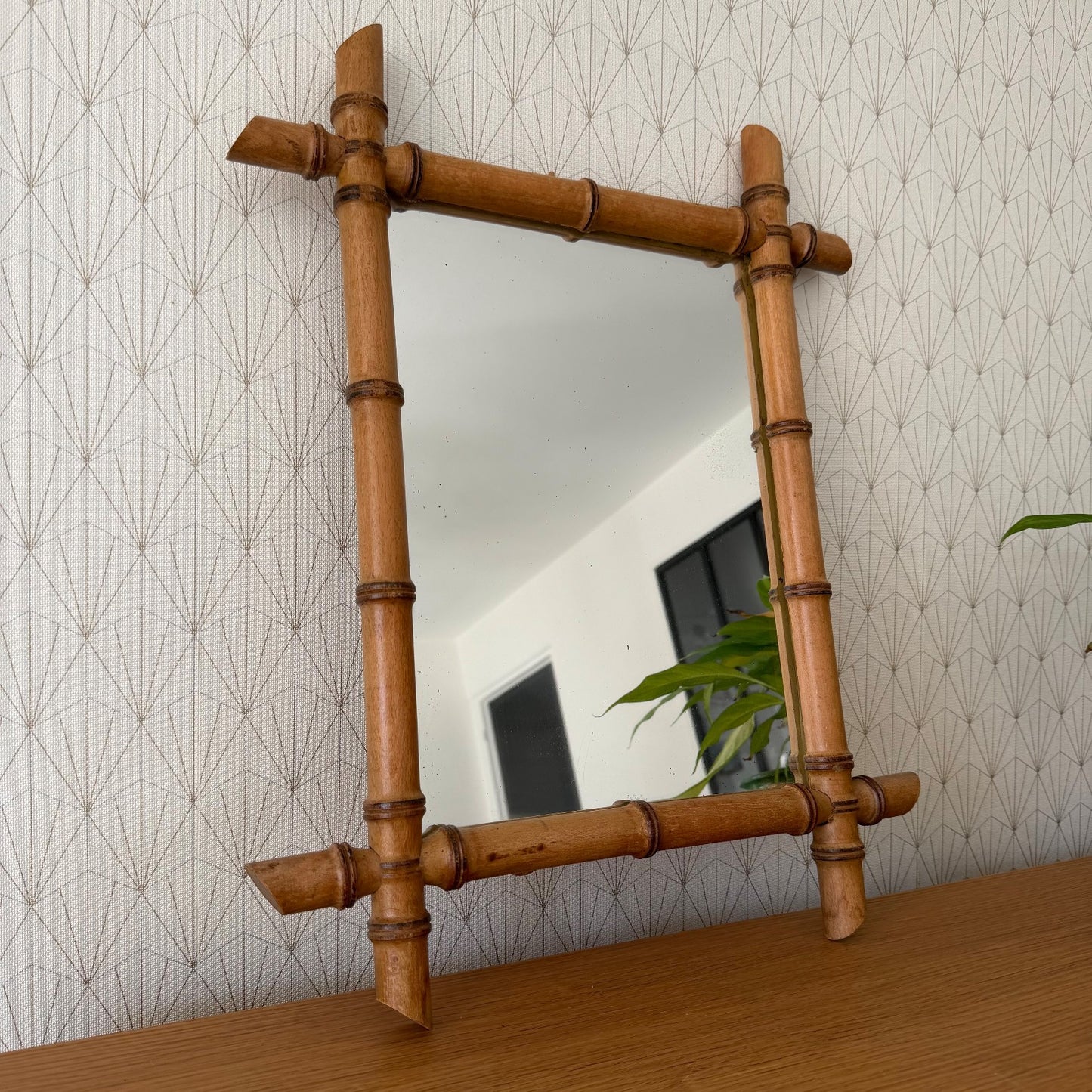 Large Vintage French wood faux bamboo WALL-HANGING MIRROR 1812256 Fleamarketfrance : French vintage and antique decor