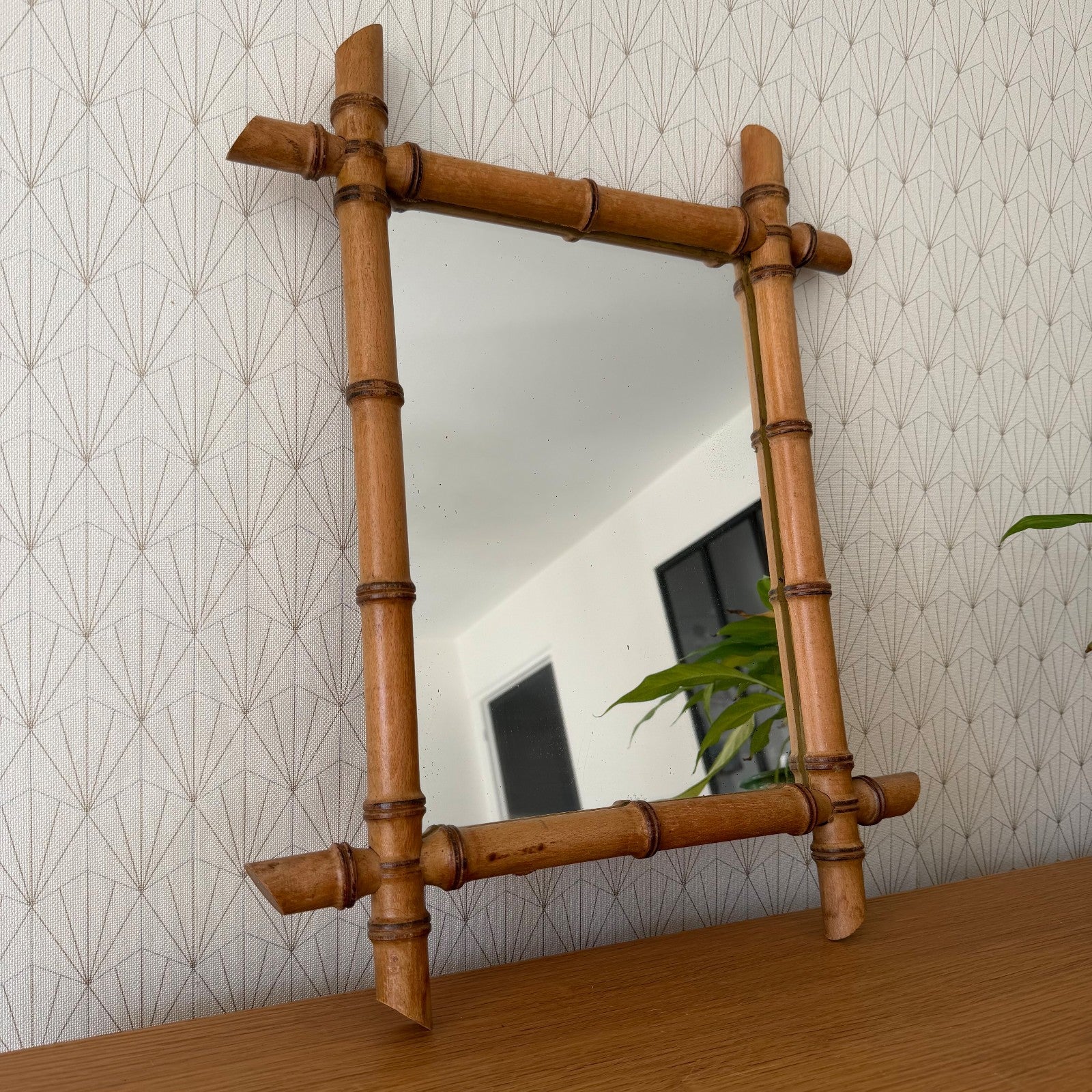 Large Vintage French wood faux bamboo WALL-HANGING MIRROR 1812256 Fleamarketfrance : French vintage and antique decor