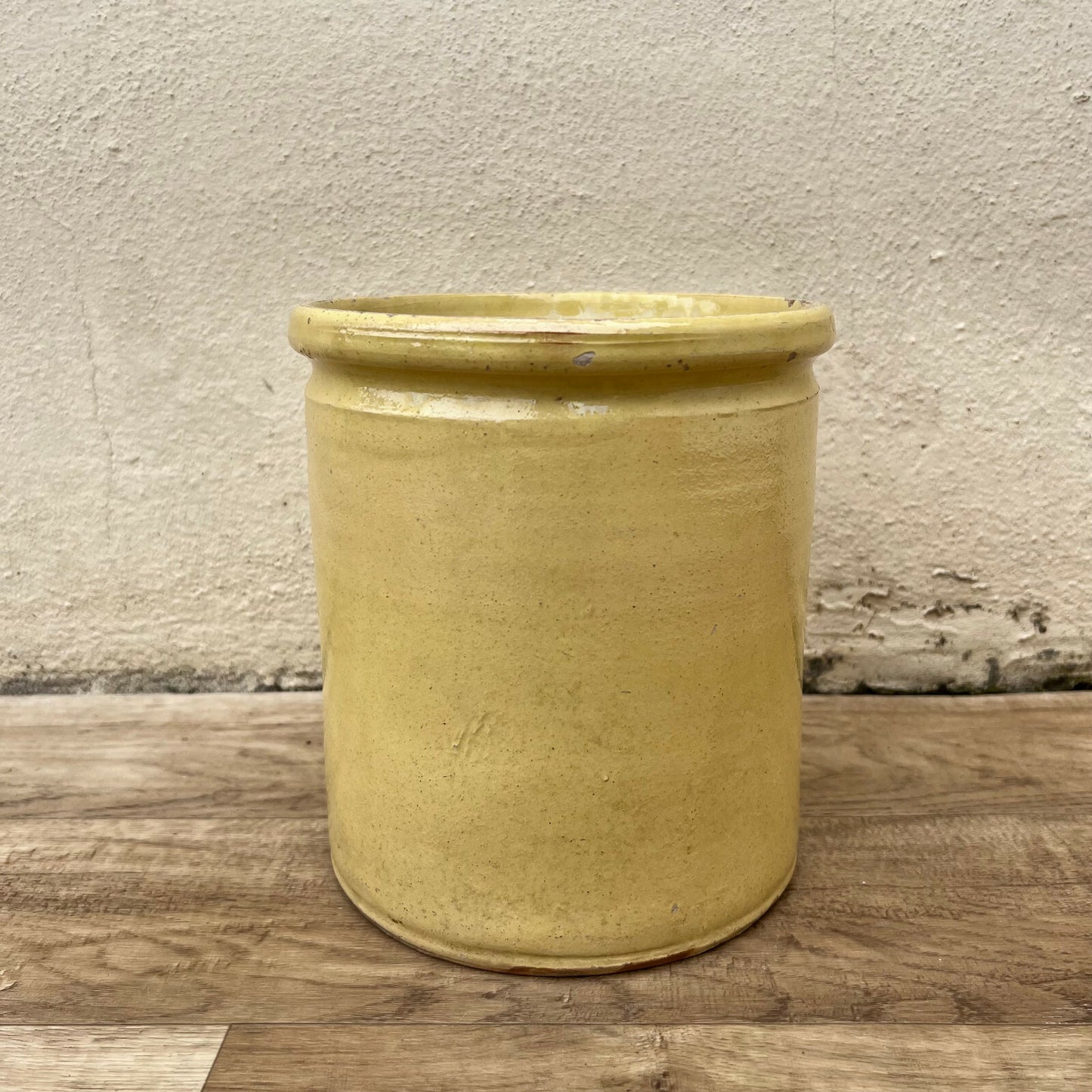 Antique French Confit Pot Yellow Glazed Terracotta Pottery Crock 22042225 Unmarked