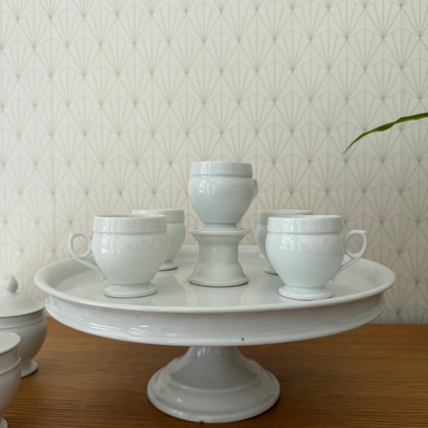 French Porcelain Tea Set Cream Pots Pedestal Stand Vintage 2203263 Unmarked