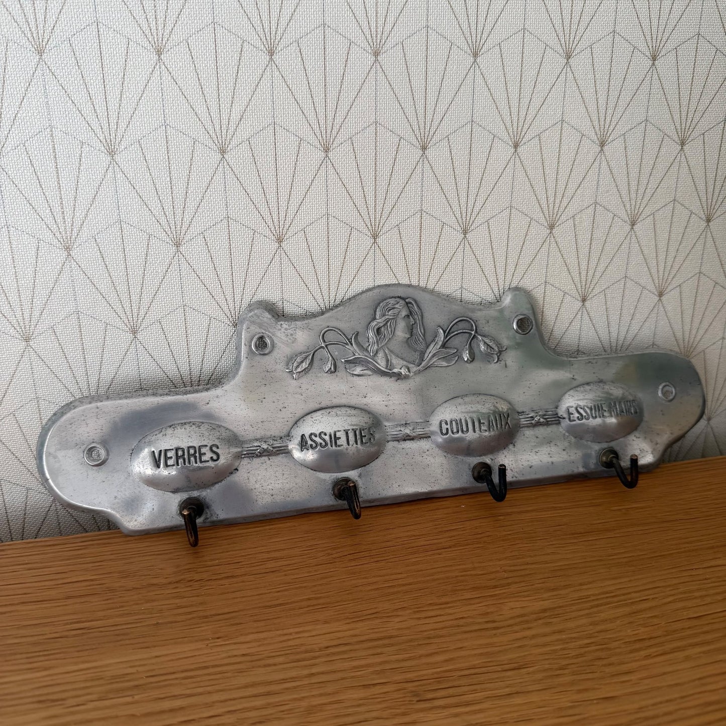 Vintage French Kitchen Towel Rack Metal Wall Hanging Dishcloth Holder 1805261 Unbranded