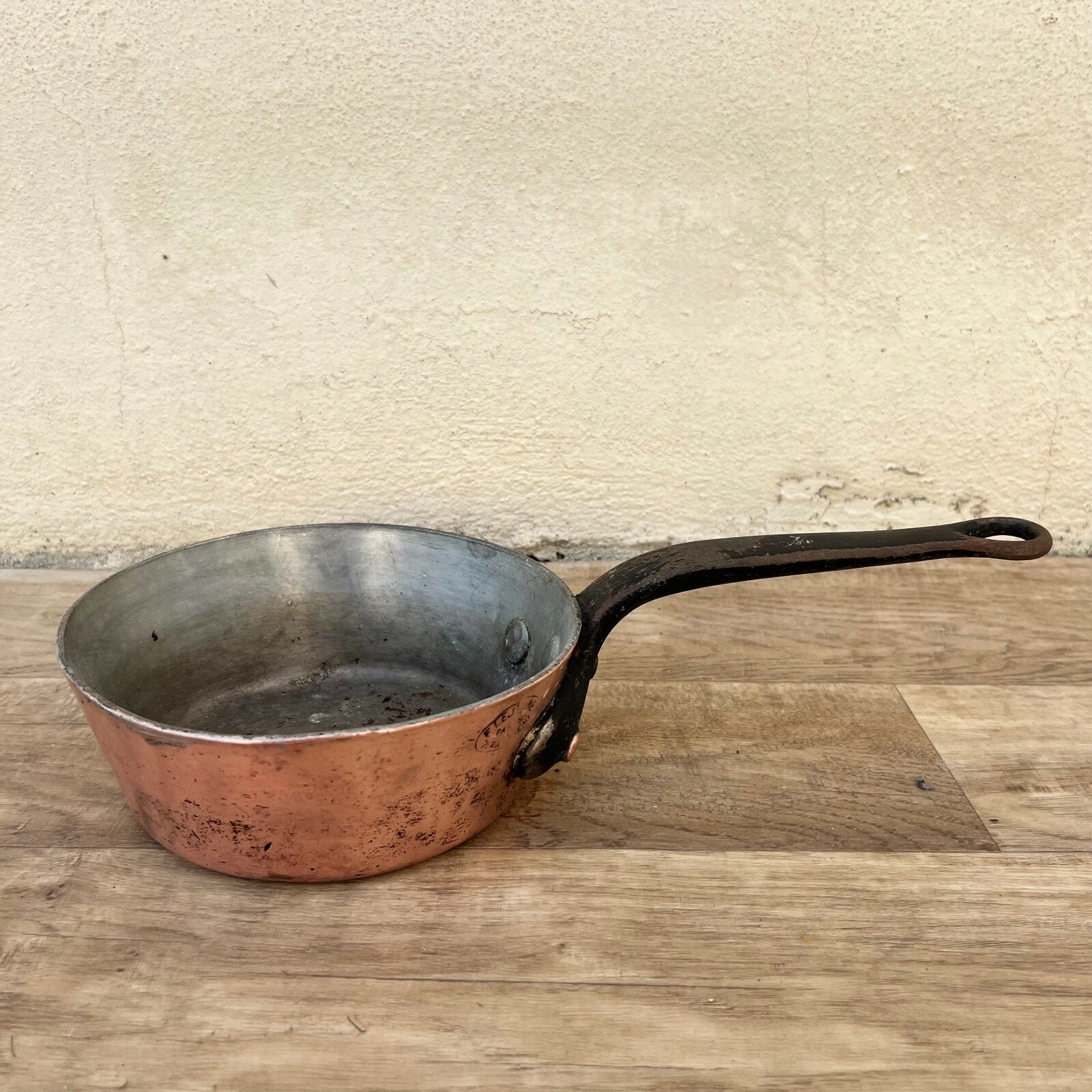 French Copper Saucepan LEJEUNE PARIS Tin Lined 7.25" Vintage 11052212 Unbranded