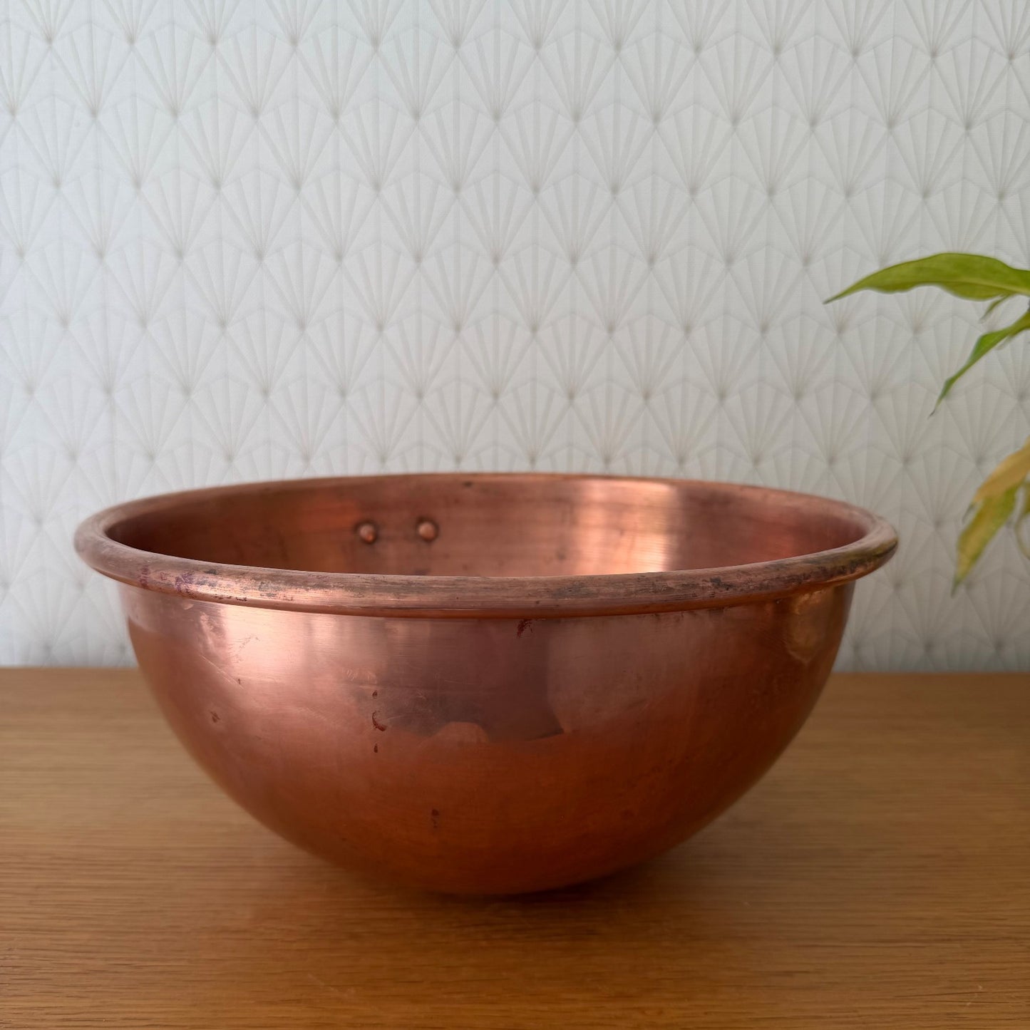 Vintage French Copper Bowl Villedieu Mauviel Cul de Poule Mixing 0405266 Antique