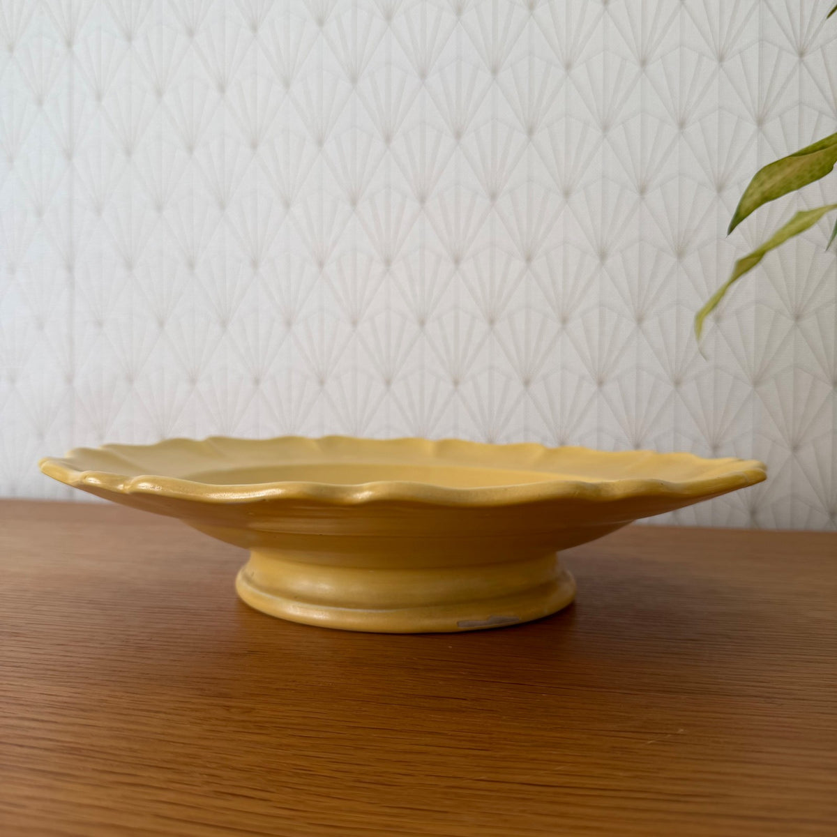 Vintage French Provencal Yellow Plate Sicard Footed Ceramic 0708263 Unmarked