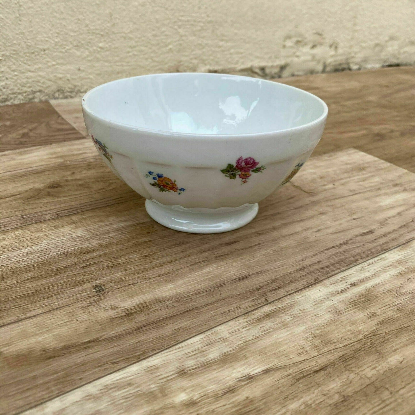 French Porcelain Bowl Vintage Floral Breakfast Cereal France 08112019 J.G. Durand, Cristal d'Arques