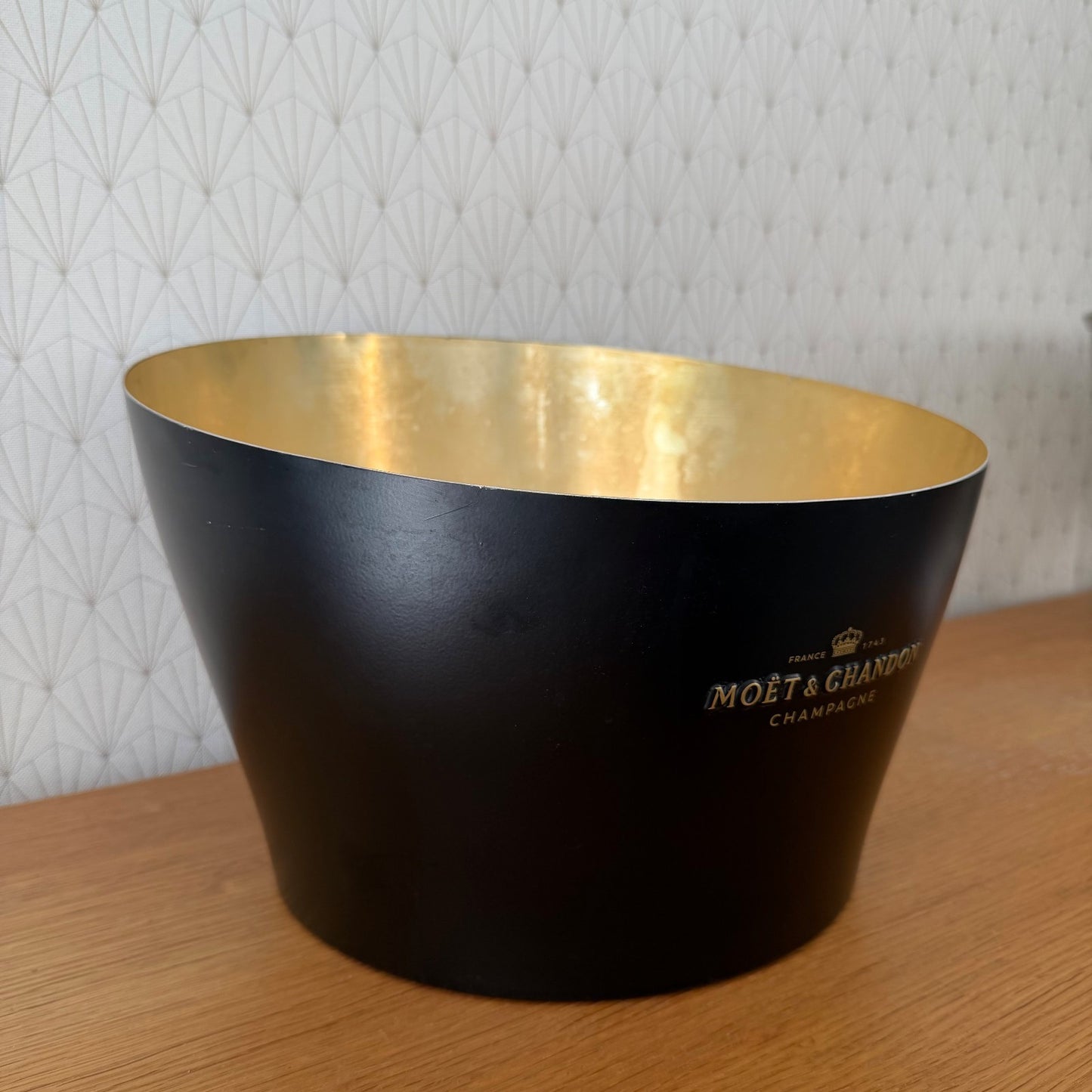 French Champagne Ice Bucket Black Metal Wine Cooler Moet chandon 0409269