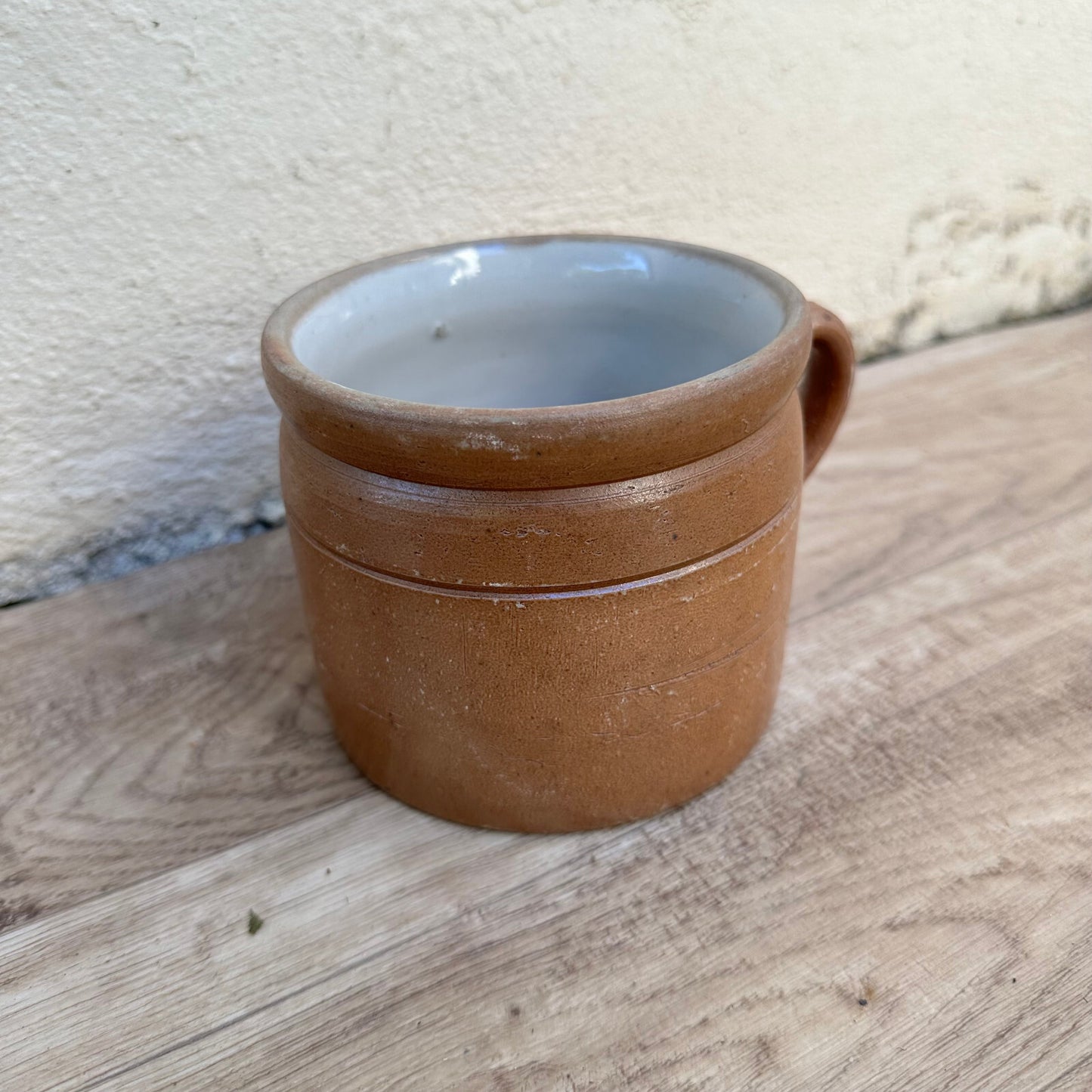 French Stoneware Confit Jar Brown Pottery Vintage Mug Cup 01112319 Made in France