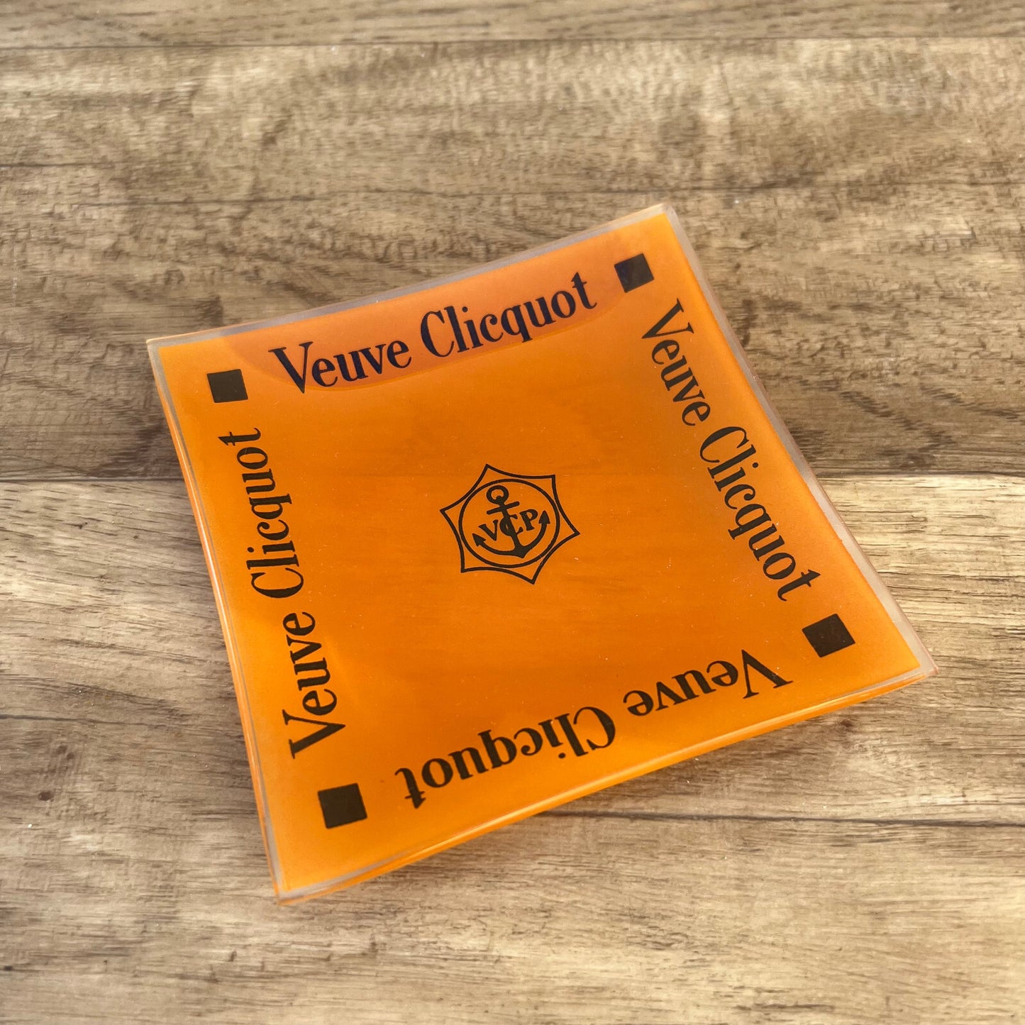 Vintage Veuve Clicquot Orange Glass Ashtray French Champagne Barware 0711251 Veuve Clicquot