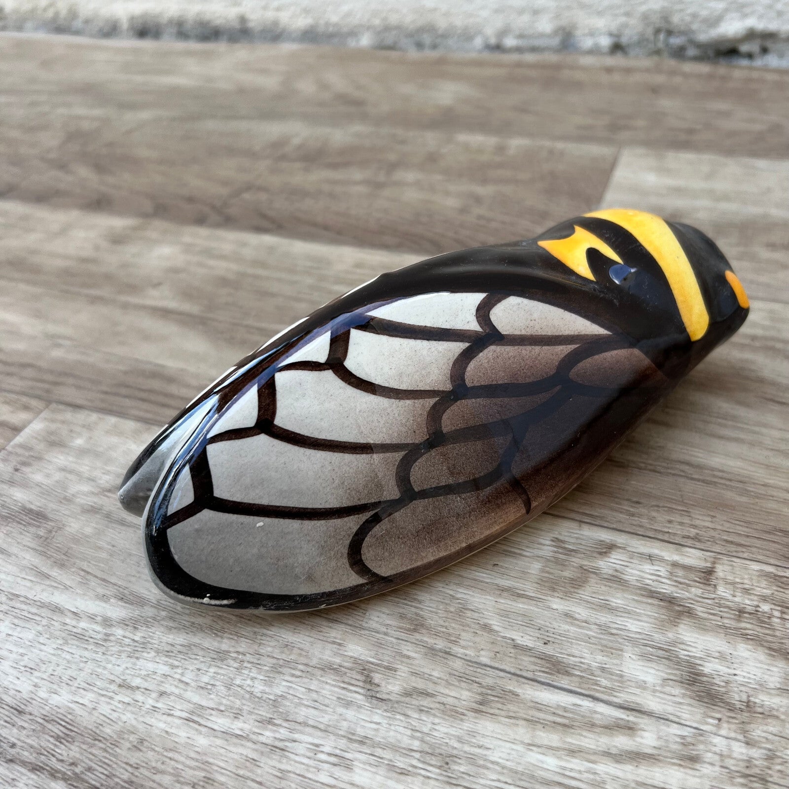 French Cicada Wall Pocket Majolica Ceramic Vase Vintage Provence 2008224 Unmarked