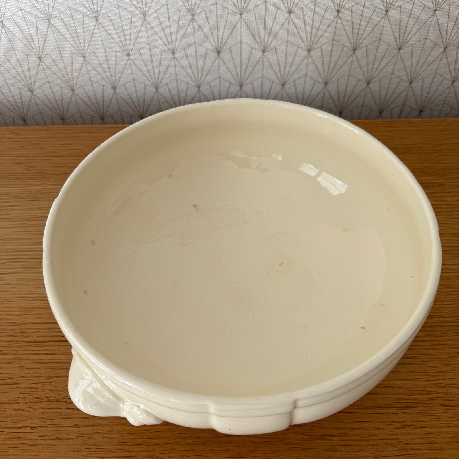 French Vintage Tureen Sarreguemines Digoin Cream Ceramic Soup Bowl 1310255 Sarreguemines Digoin
