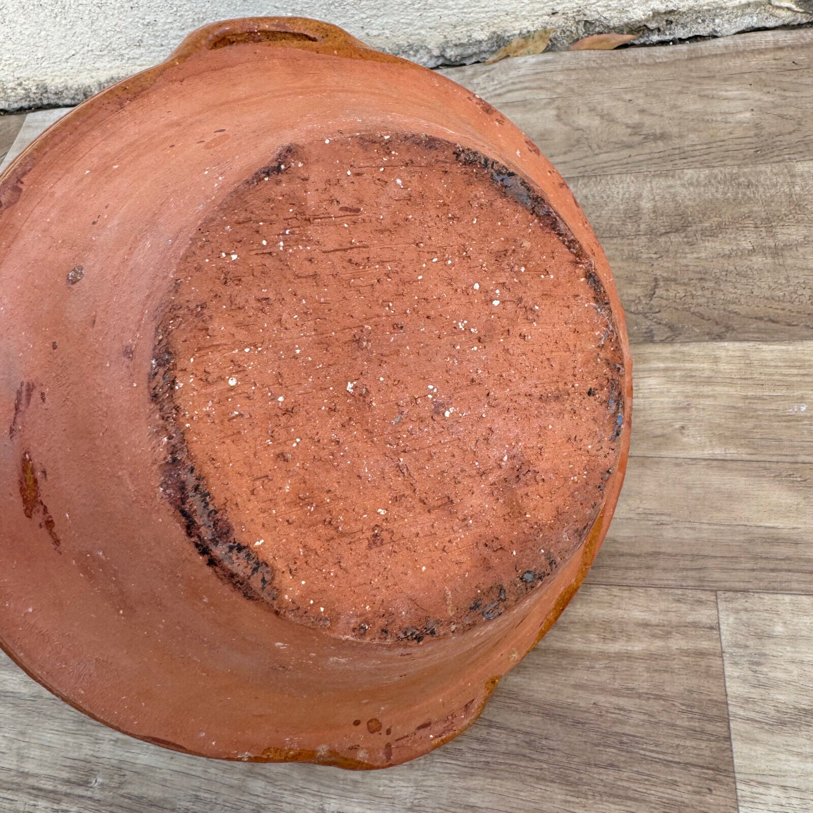 VINTAGE FRENCH GLAZED TERRACOTTA SALAD MIXING BOWL TERRINE TIAN 10 1/2" 0109243 - Fleamarketfrance