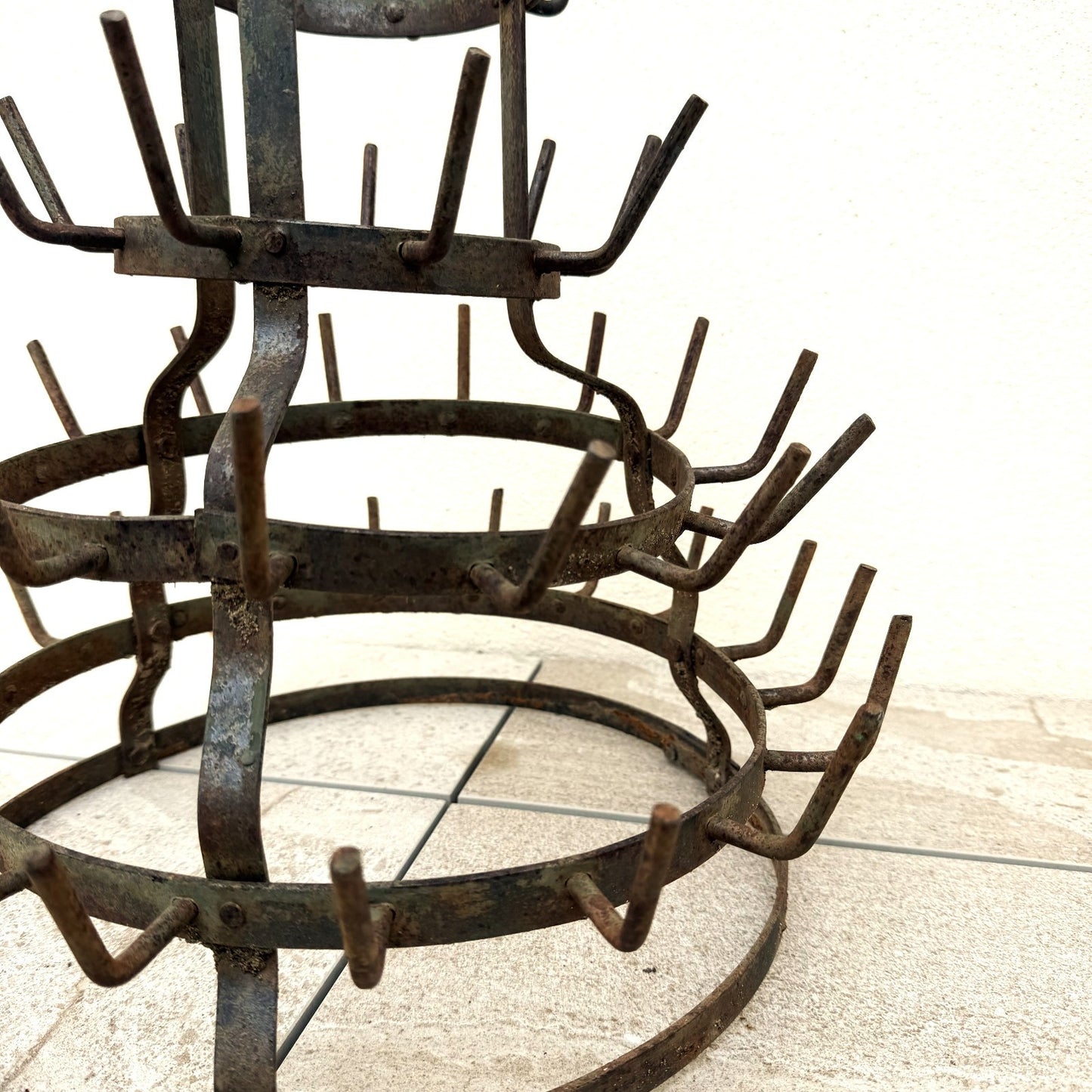 French Wine Bottle Drying Rack Wrought Iron Antique 1900s Vintage 2505262 Fleamarketfrance