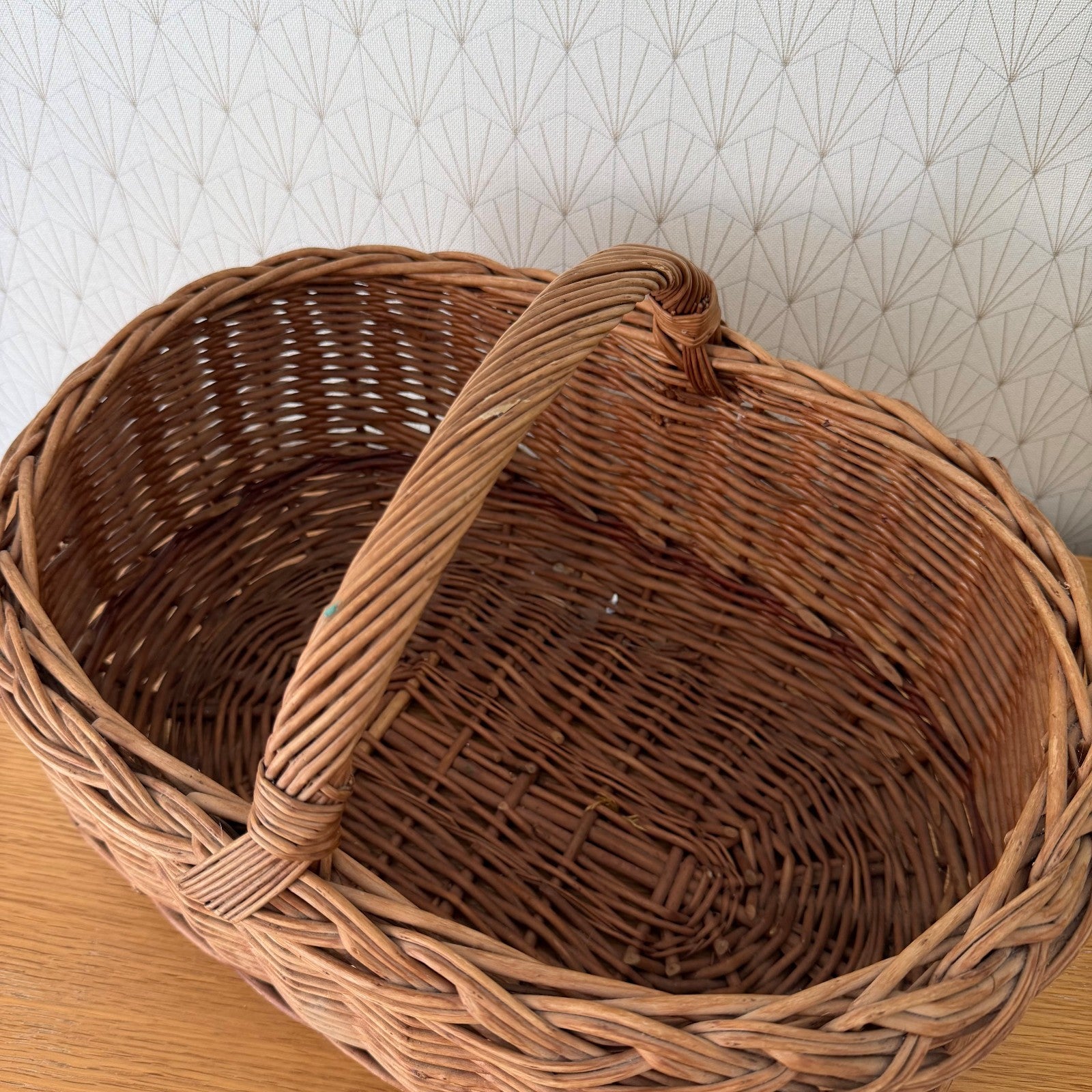 French Wicker Basket Market Shopping Rattan Weave Handmade Vintage 2505265 Fleamarketfrance