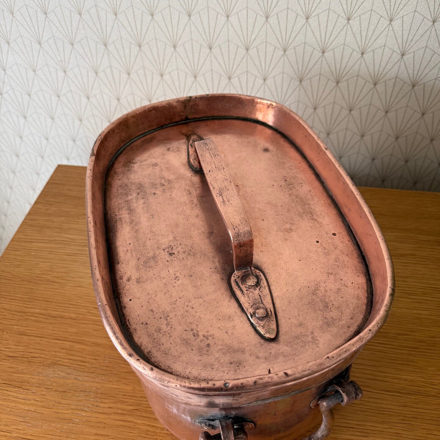 Antique dovetailed Daubiere French stock pot Copper Cookware 13 3/4" 2002251 - Fleamarketfrance