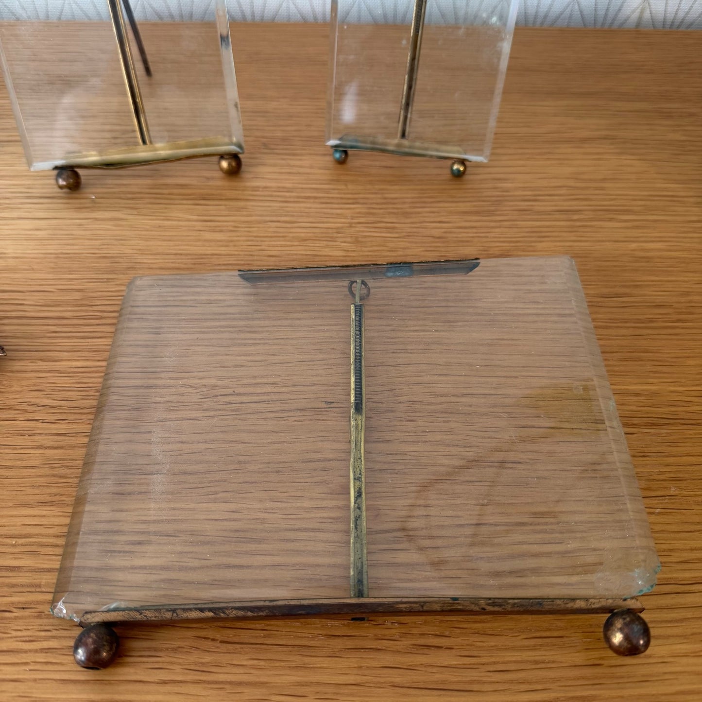 Set of 5 Vintage Brass Glass Display Frames Picture Stands 10062612