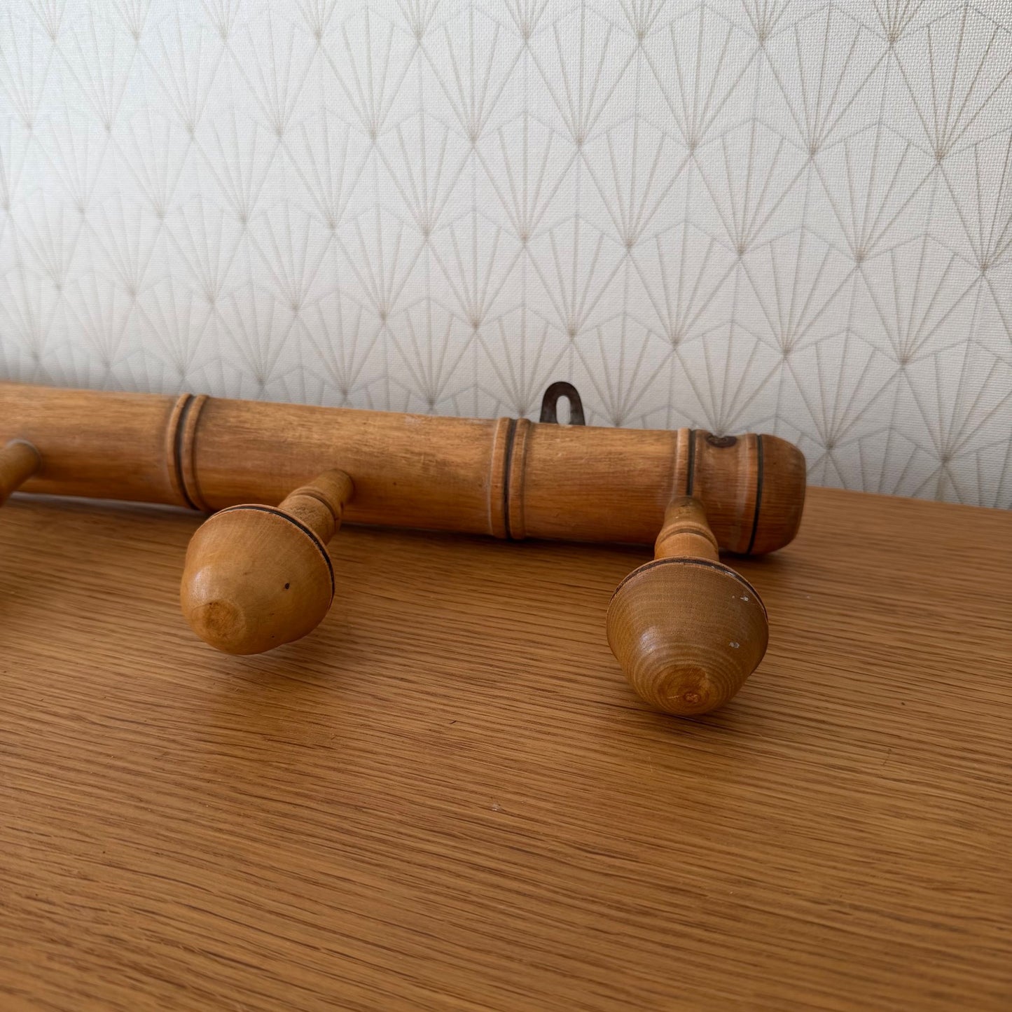 French Bamboo Coat Rack Vintage Wood Wall Hanger 4 Pegs Hat Hook 2604265 Unbranded