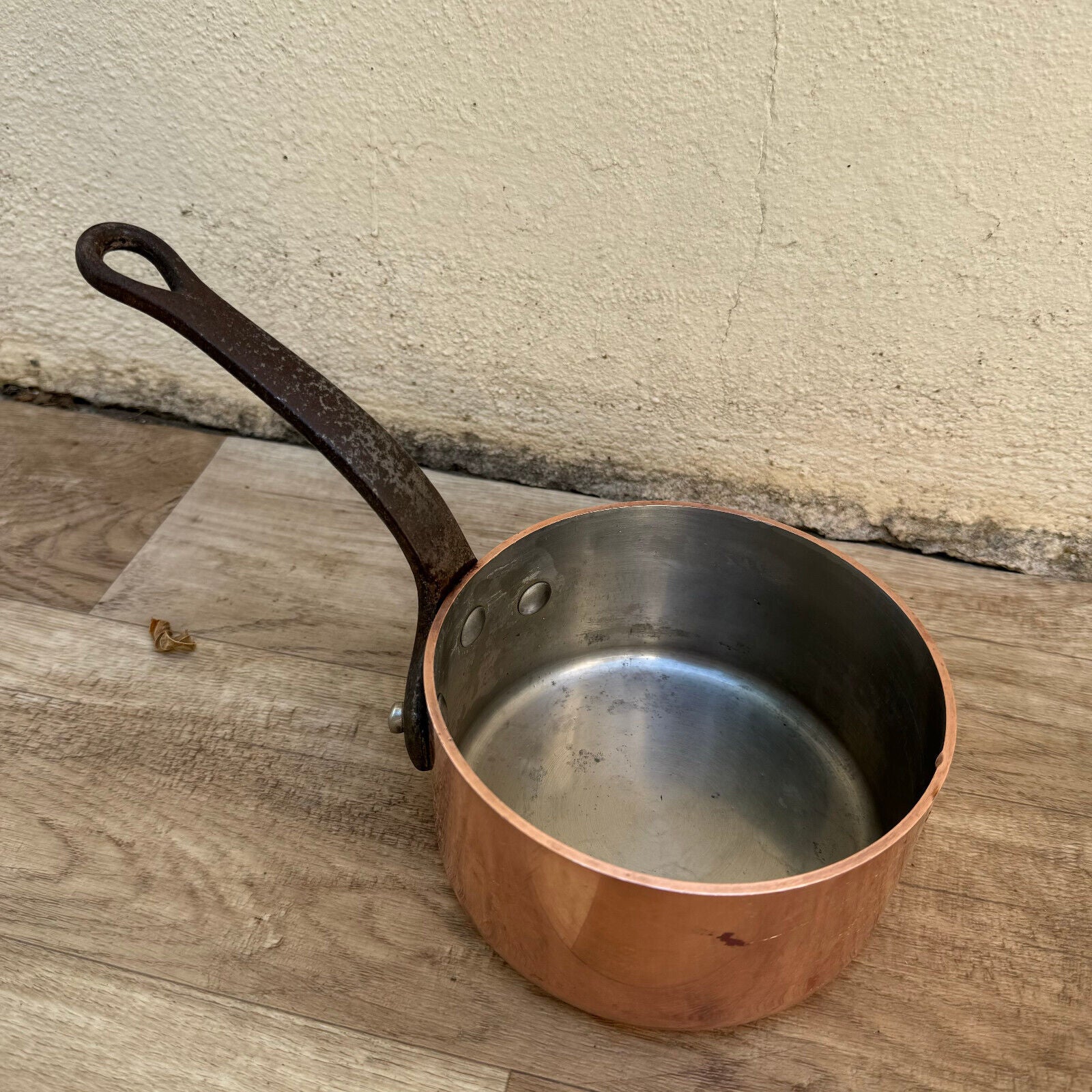 Vintage FRENCH Copper PAN TIN LINING chef 1.3kg 3mm 2107244 - Fleamarketfrance