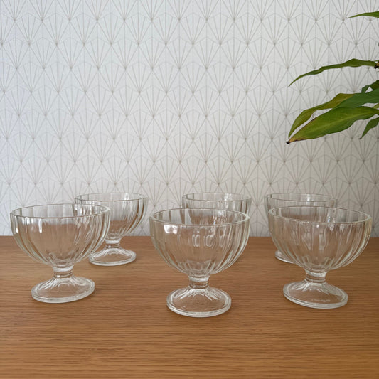 Vintage Italian Glass Dessert Bowls Set of 6 Footed Ice Cream Cups 2908251 glass
