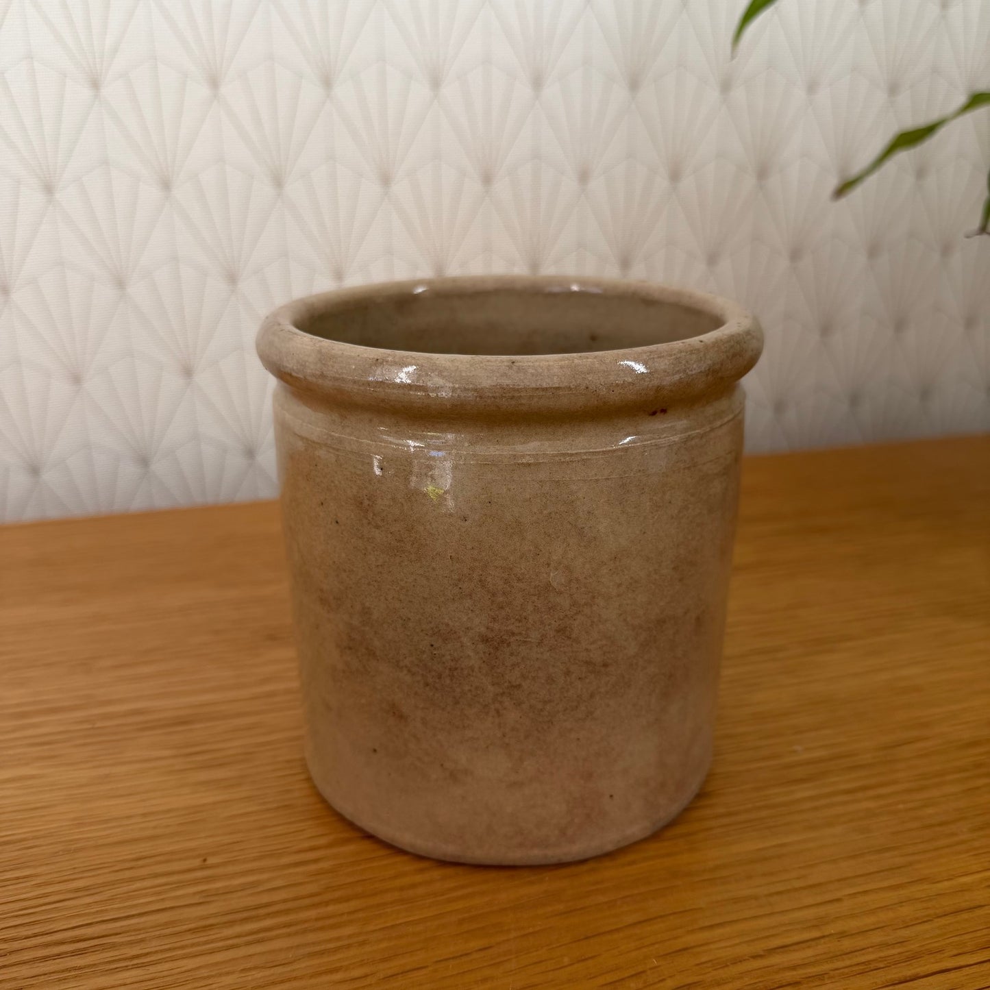 HANDMADE GLAZED BROWN ANTIQUE FRENCH CONFIT JAM POT STONEWARE 111255