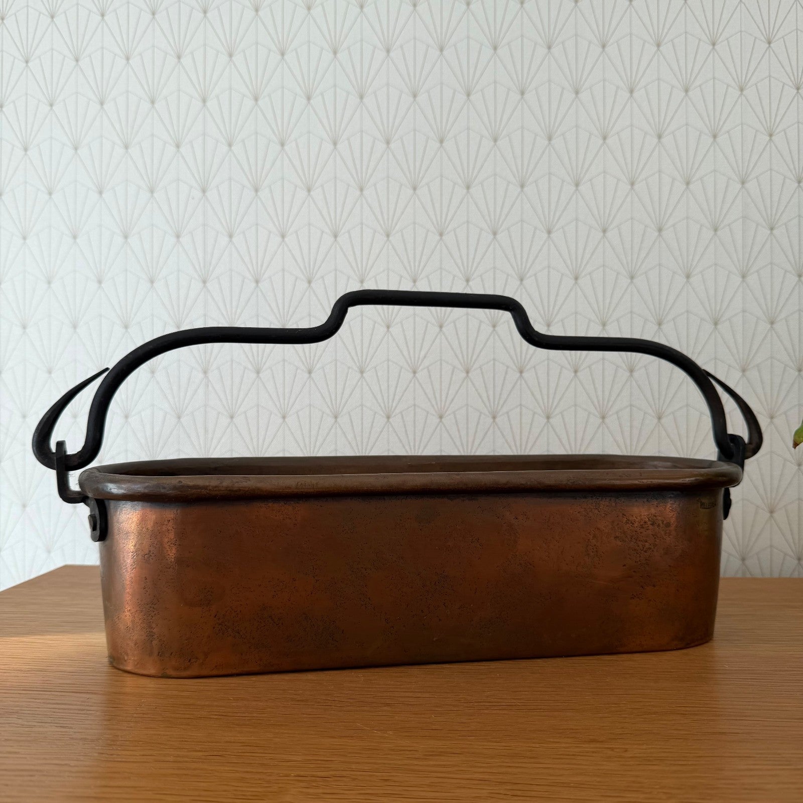 Antique French Copper Fish Kettle Poacher Villedieu Iron Handles 42cm 13012619 Fleamarketfrance : French vintage and antique decor