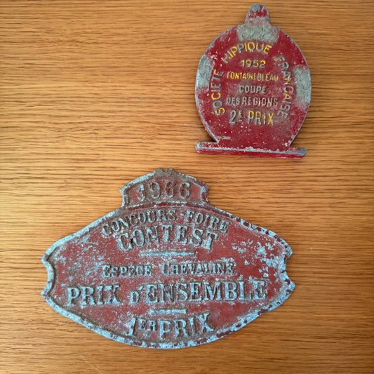 2 French Vintage Agriculture Plaque Trophy Award Animals Prize Sign 08022612 Fleamarketfrance