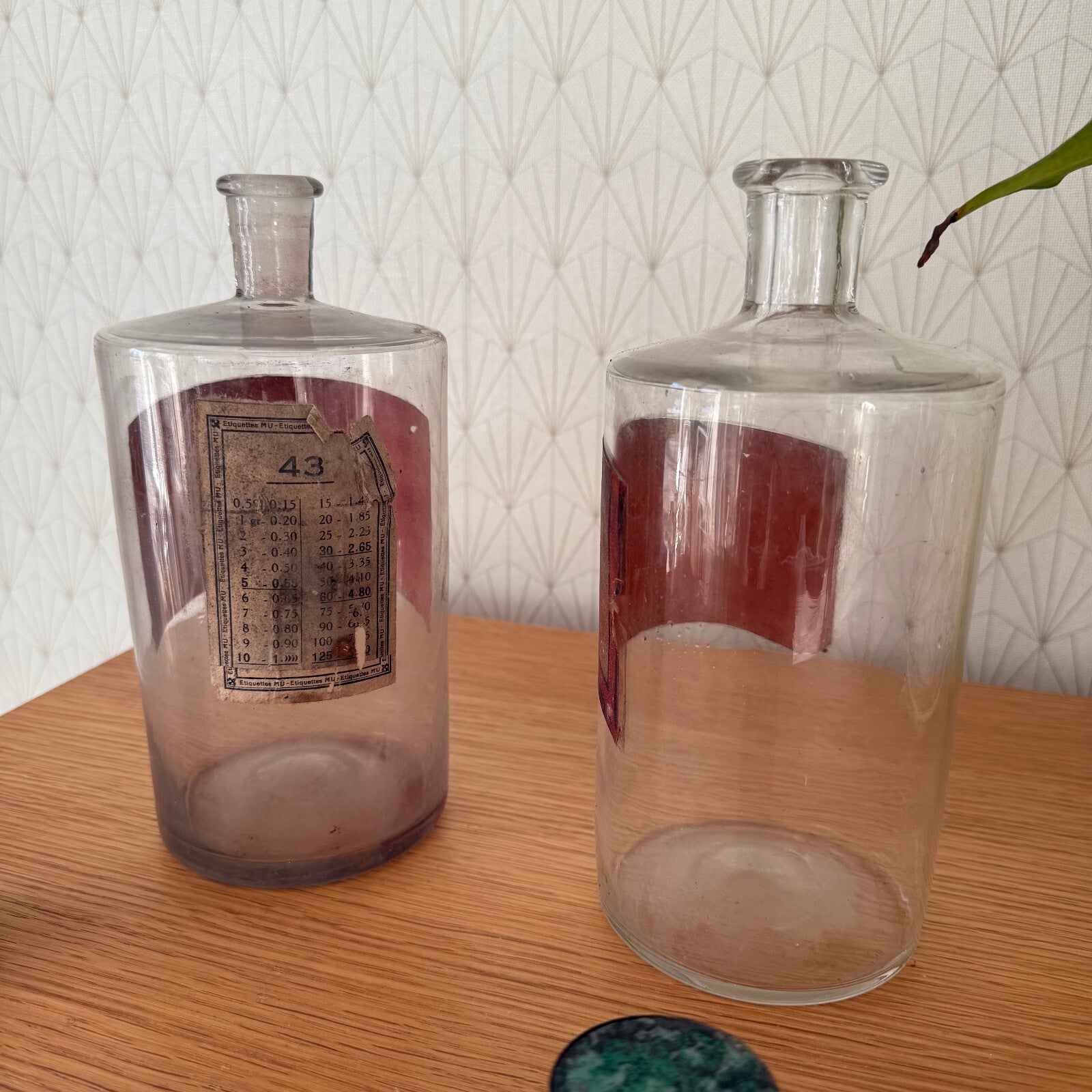 French Apothecary Bottles Glass Pharmacy Jars Green Stoppers Vintage 1901251 Fleamarketfrance