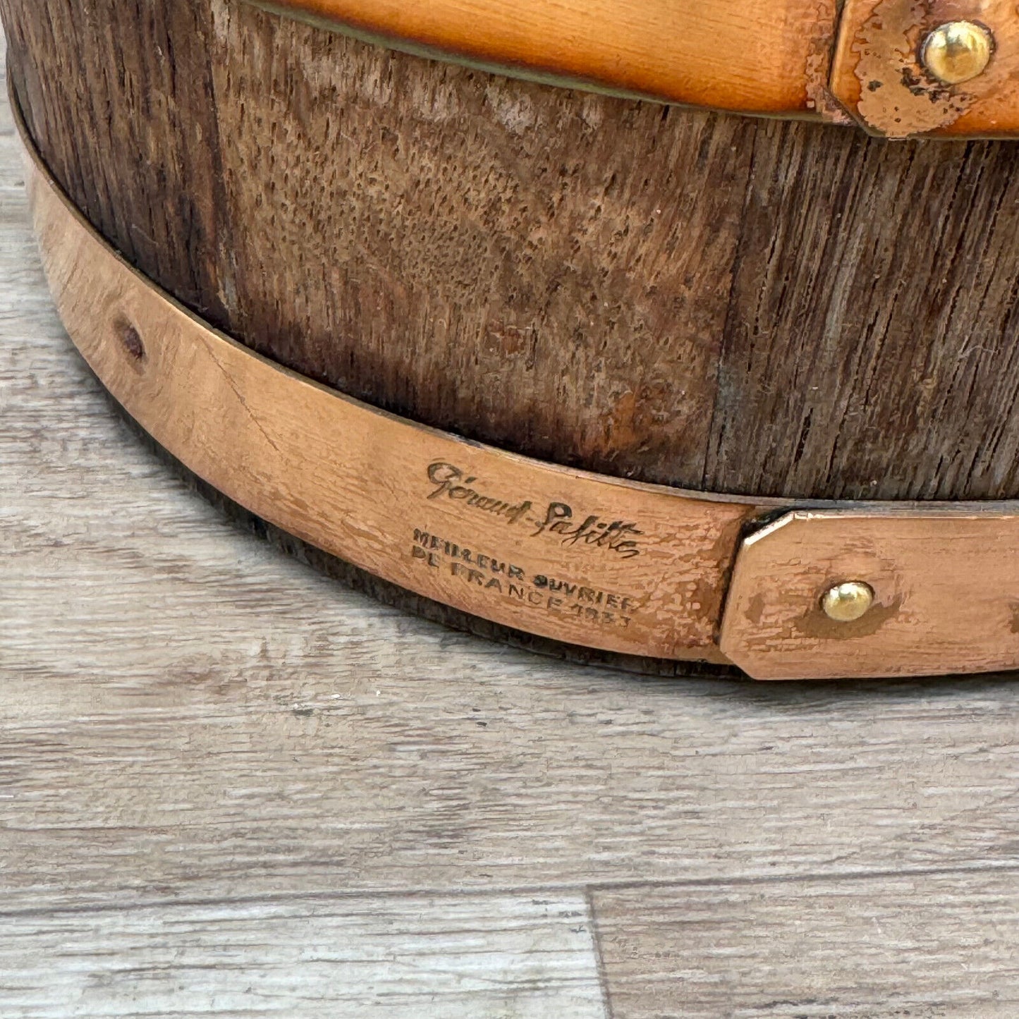 Vintage French Champagne Ice Bucket Cooler Made France WOOD BRASS 1012249 - Fleamarketfrance