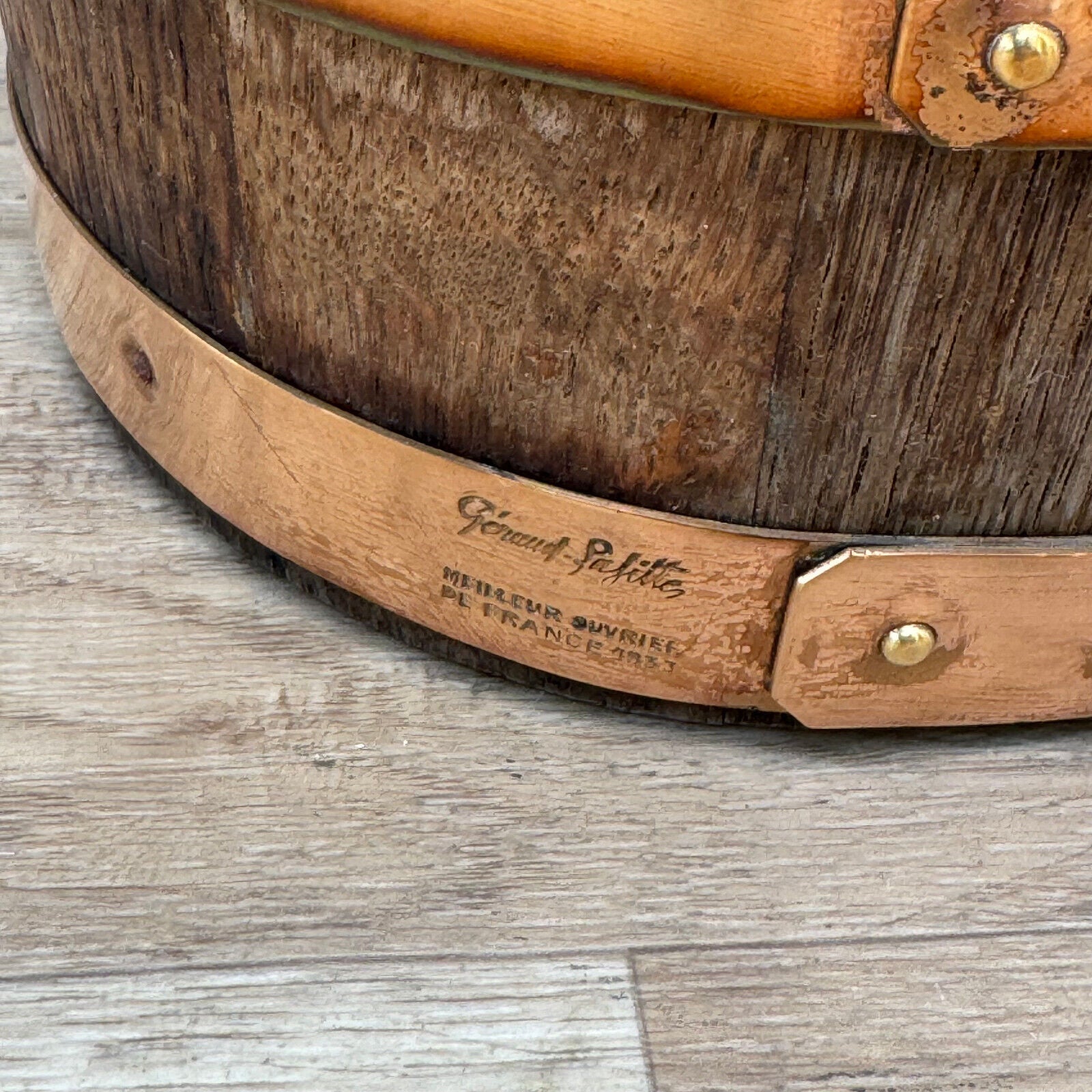 Vintage French Champagne Ice Bucket Cooler Made France WOOD BRASS 1012249 - Fleamarketfrance