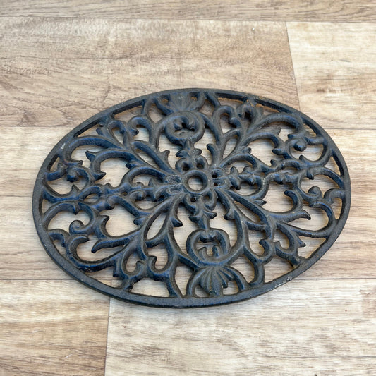 French Cast Iron Trivet Ornate Floral Vintage Kitchen Decor 13092215 Unbranded