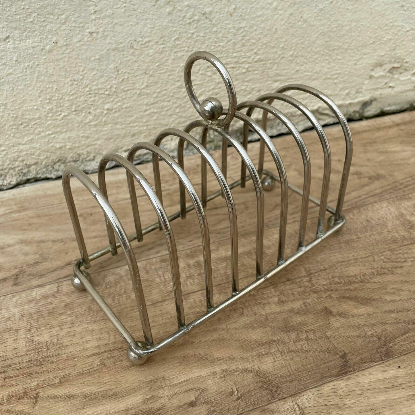 VINTAGE CUTE METAL silver plated toast rack from france 7" 0807215 - Fleamarketfrance