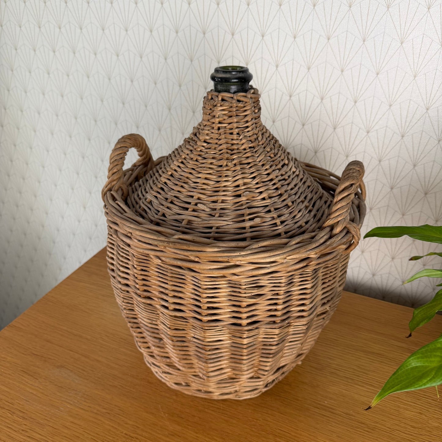 Old French Green Dame Jeanne Demi John Carboy Bottle bonbonne whicker 2910251