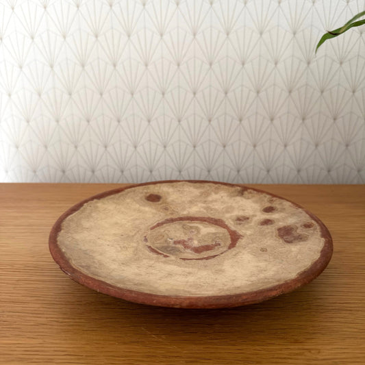 Antique yellow glazed French Pottery Plate omelette turner plate 0111251