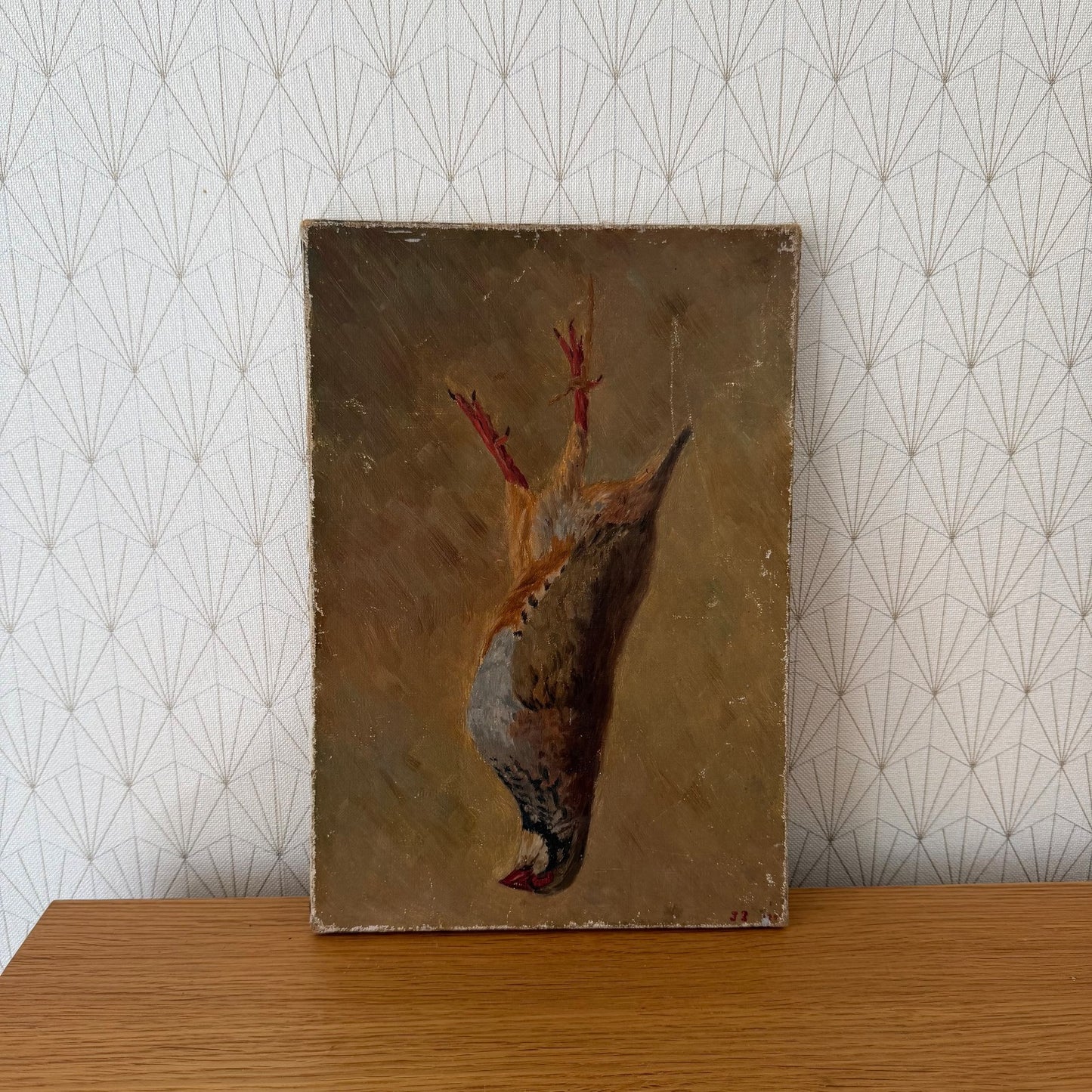 Antique French Still Life Oil Painting Dead Bird Canvas Signed 2604262 Fleamarketfrance