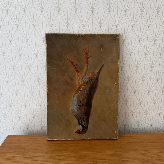 Antique French Still Life Oil Painting Dead Bird Canvas Signed 2604262 Fleamarketfrance