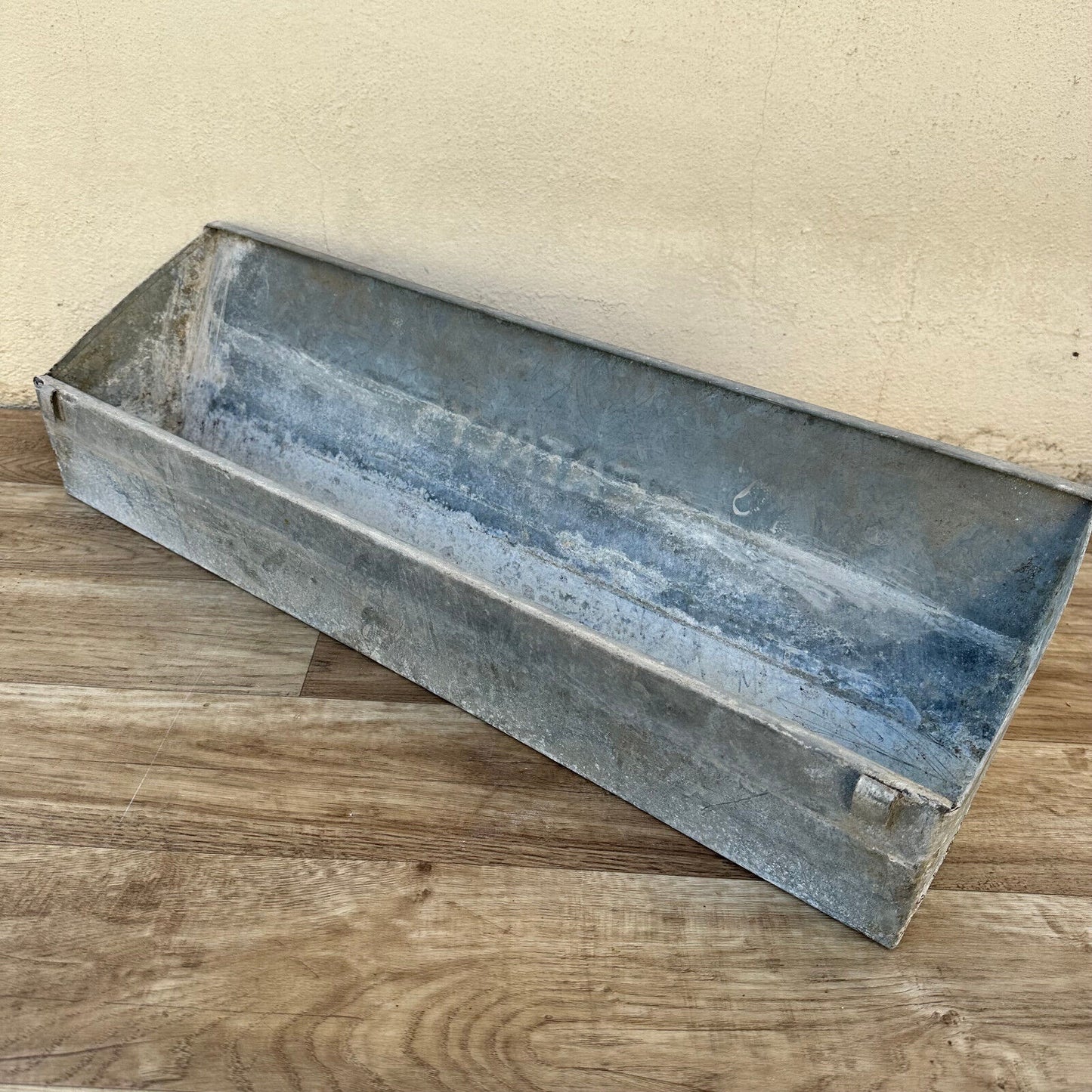 Vintage French Primitive Zinc Metal Country Farm Feeder Planter 1906232 shelf - Fleamarketfrance