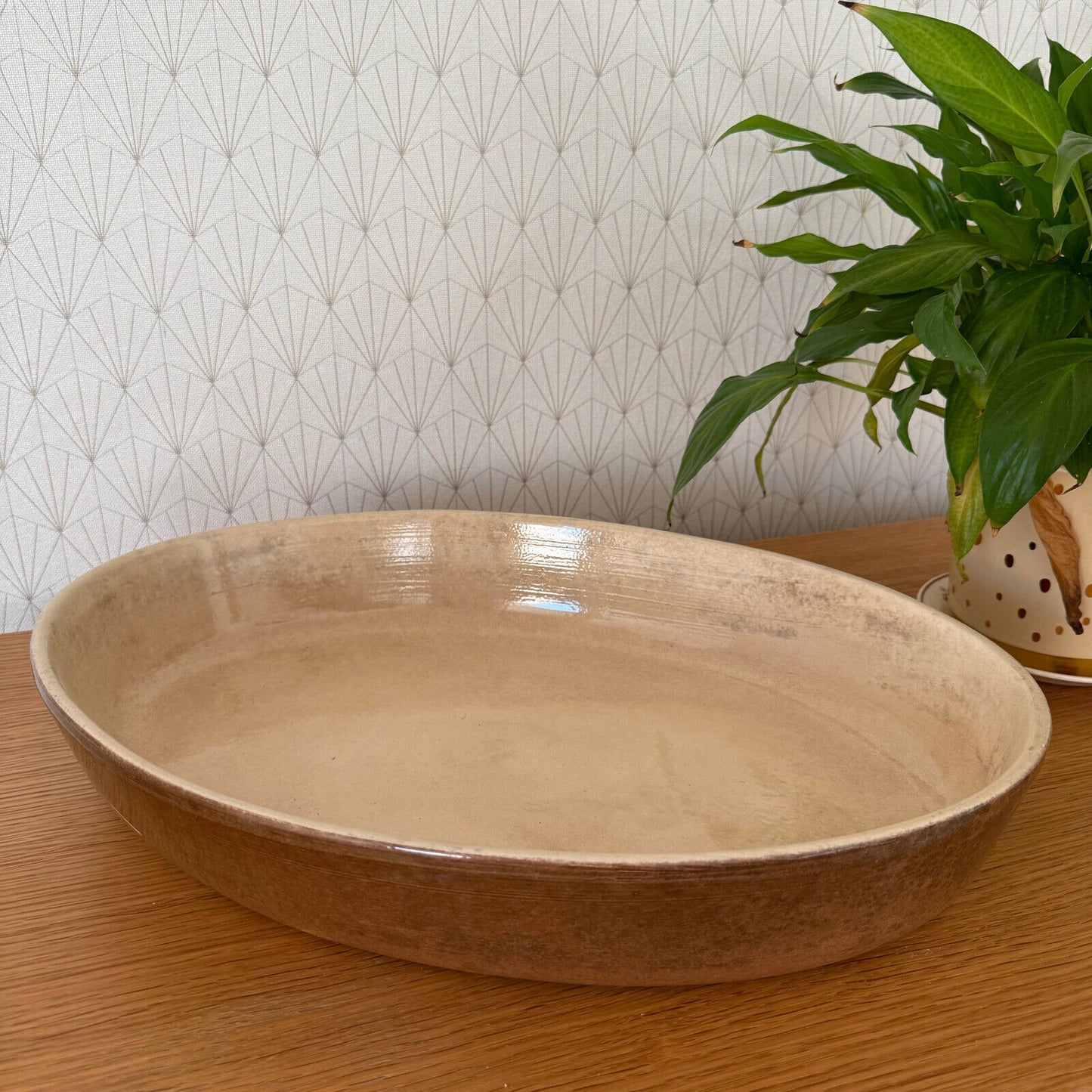 Vintage La Bourguignonne France Handmade French Bakeware 18” gratin 11112410 La Bourguignonne France