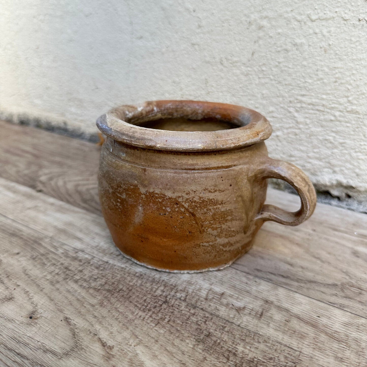 FRENCH VINTAGE confit jug mug cup glazed brown 01112324 - Fleamarketfrance