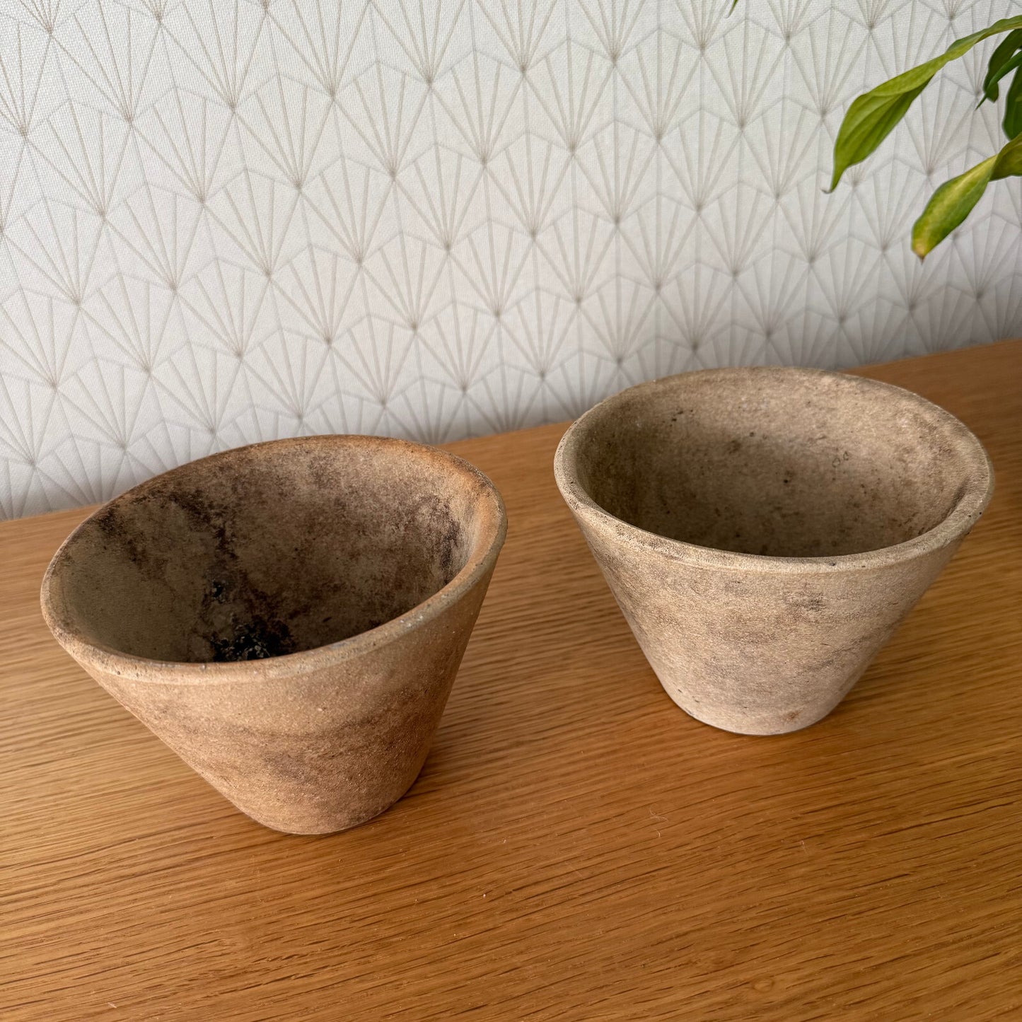 Vintage French Lot of 2 Terracotta Stoneware Pots Planter 2304252 Fleamarketfrance
