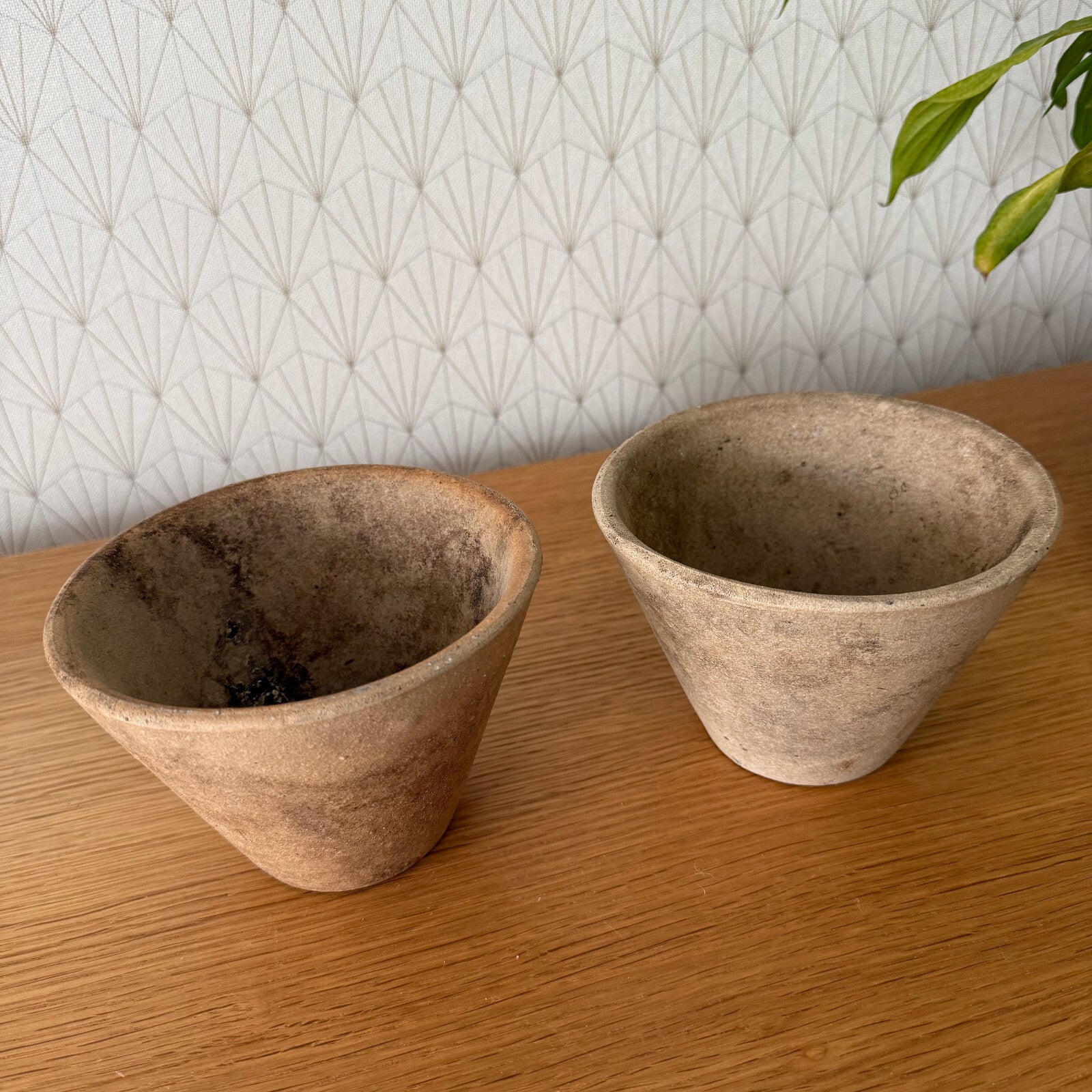 Vintage French Lot of 2 Terracotta Stoneware Pots Planter 2304252 Fleamarketfrance