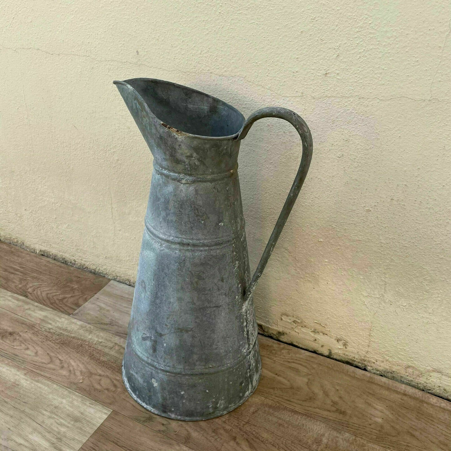 Antique French Zinc Pitcher 17" Farmhouse Water Jug Country Decor 18042119 Fleamarketfrance