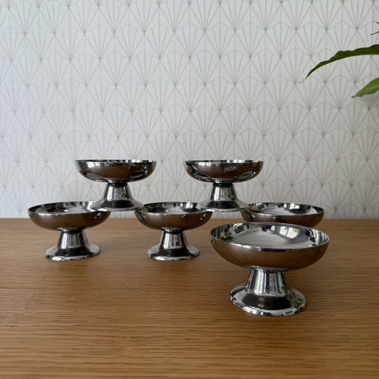 Set Of 6 Vintage Inox European Stainless Goblet Ice Cream Cup 04092512