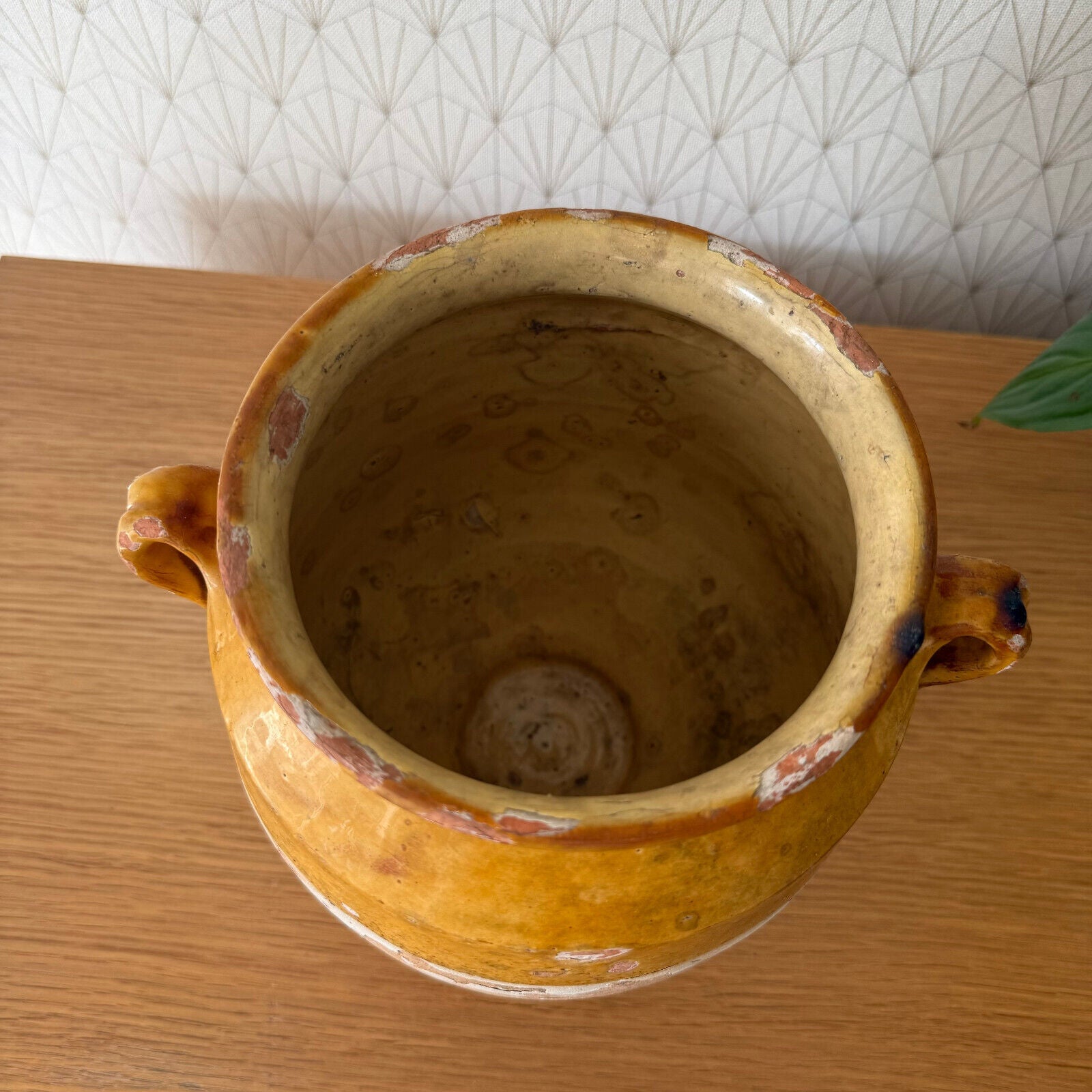 RARE 9" HANDMADE GLAZED TERRA COTTA ANTIQUE FRENCH CONFIT POT VASE 1101251 - Fleamarketfrance