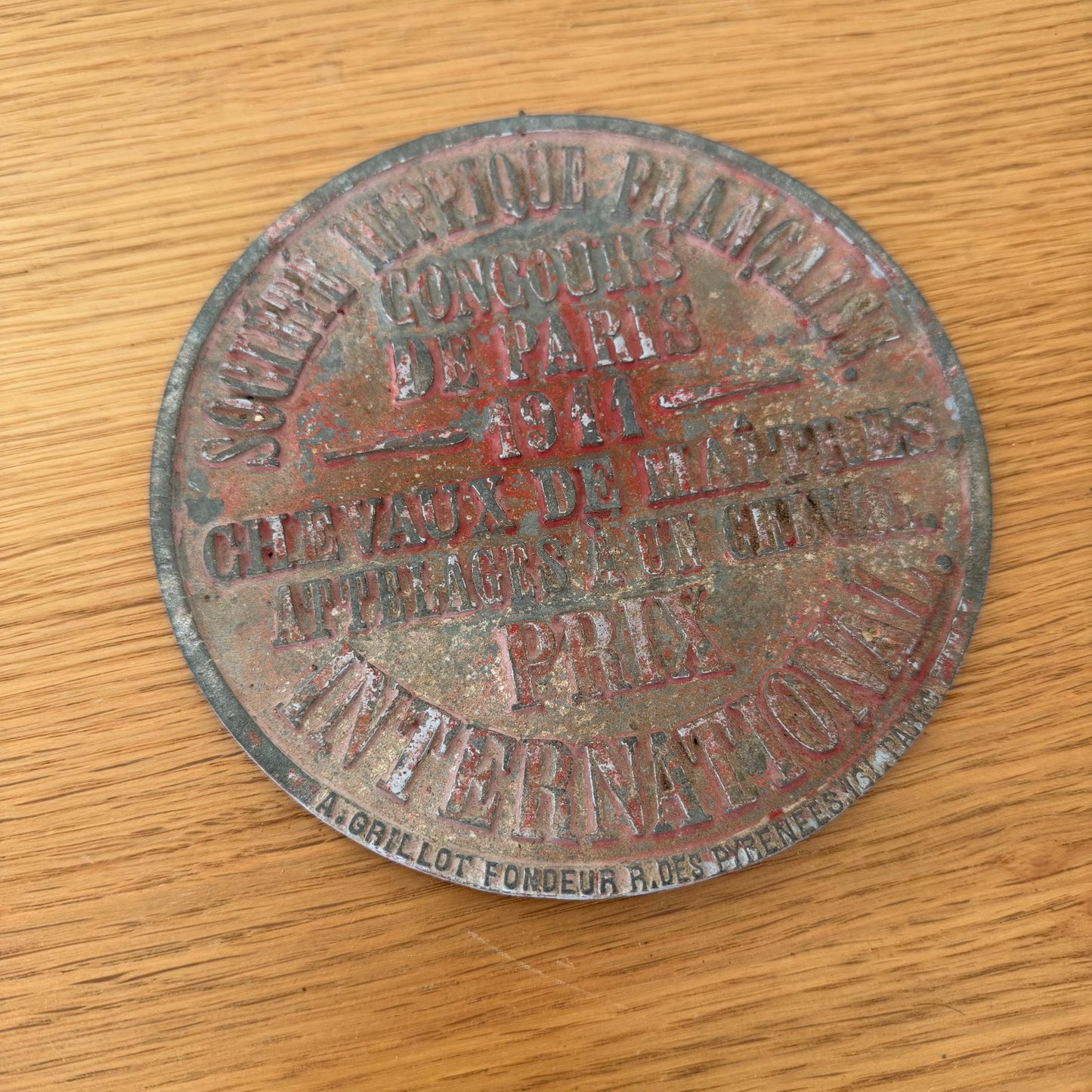 FRENCH VINTAGE AGRICULTURE PLAQUE TROPHY AWARD ANIMALS PRIZE SIGN 1911 0312251