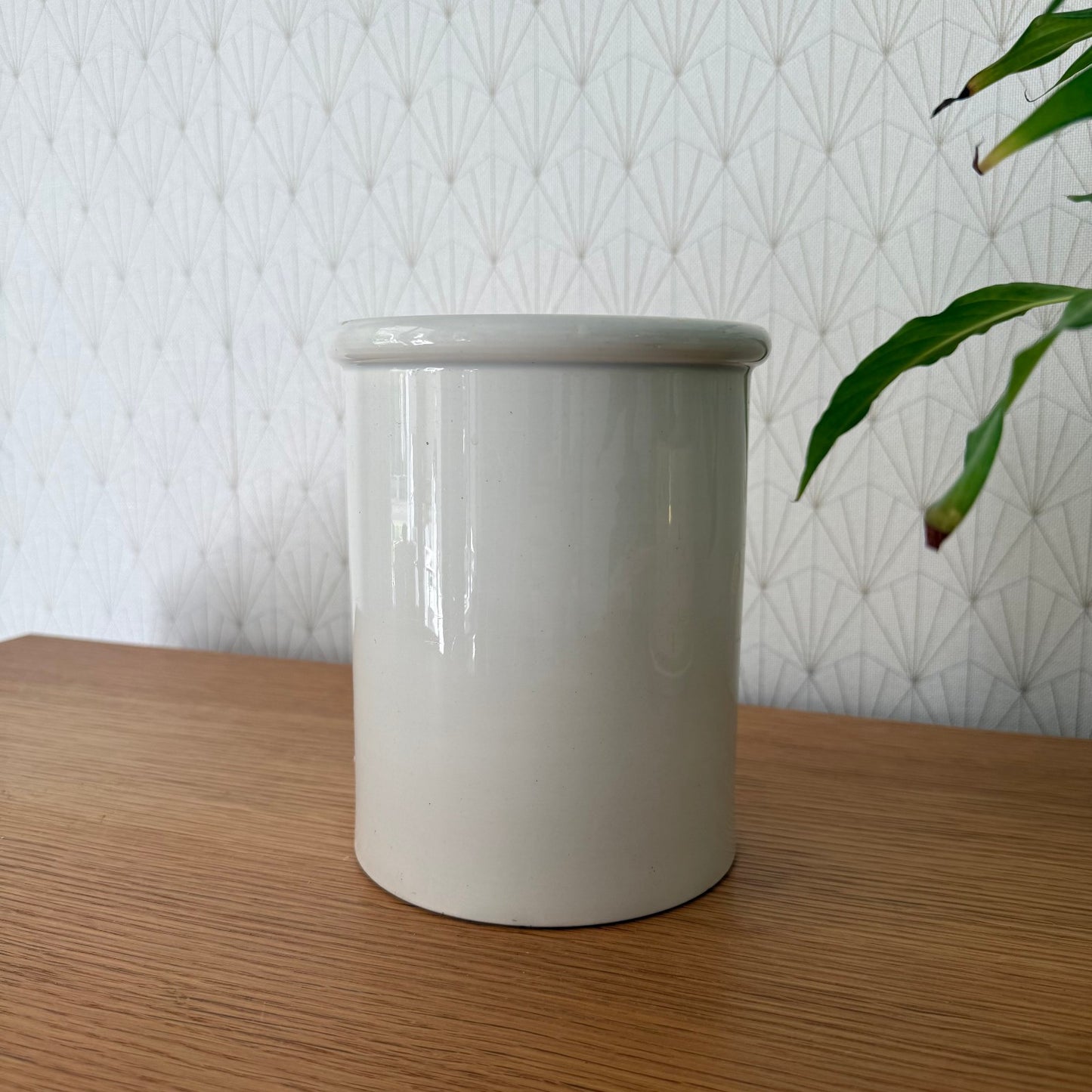 HANDMADE GLAZED White FRENCH CONFIT JAM POT CREIL MONTEREAU 1209252