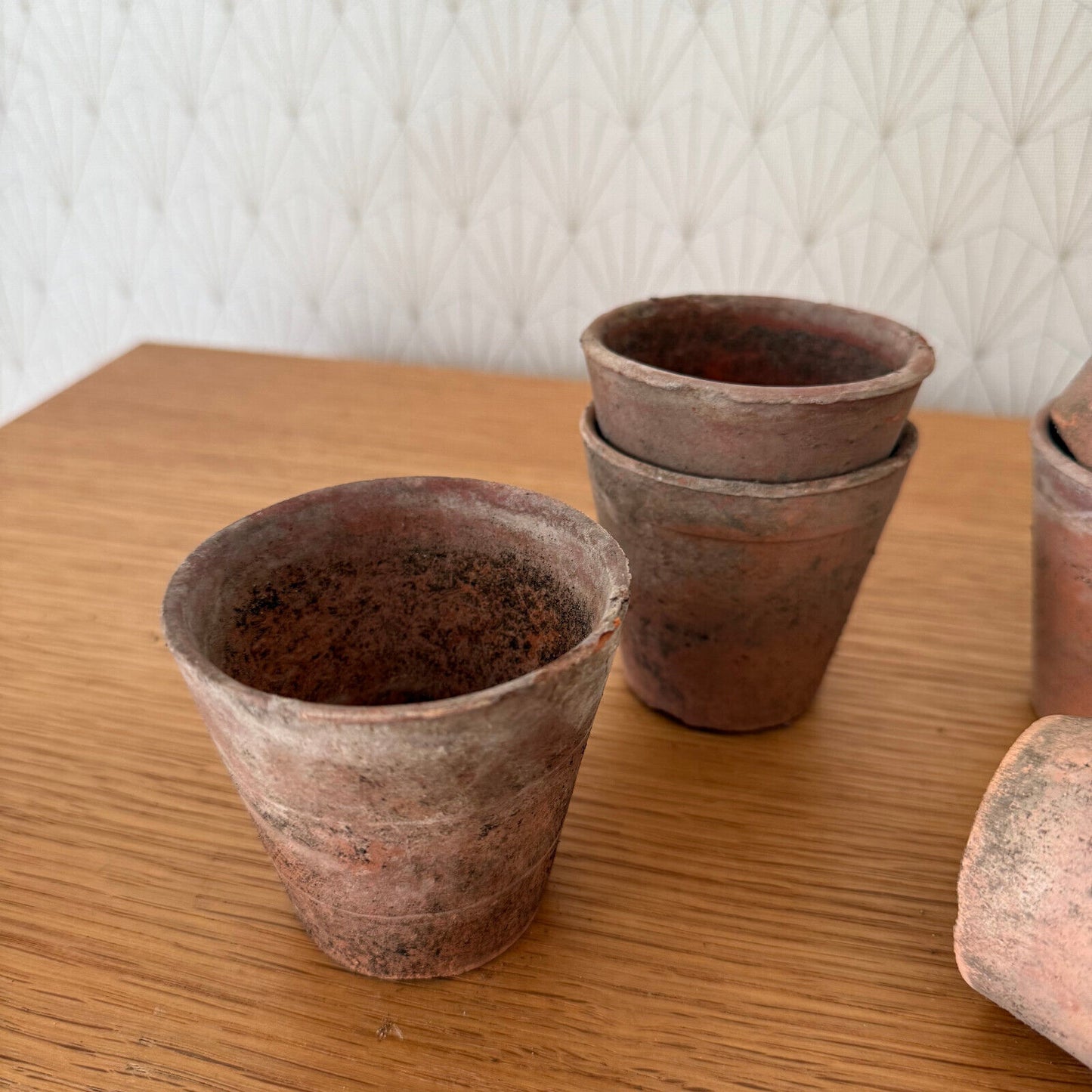 Vintage French Lot of 6 Terracotta Pots Planter 1206251