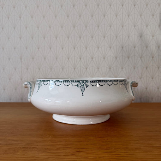 French Tureen Earthenware White Fruits Bowl Terre De Fer St Amand 2502262 Fleamarketfrance