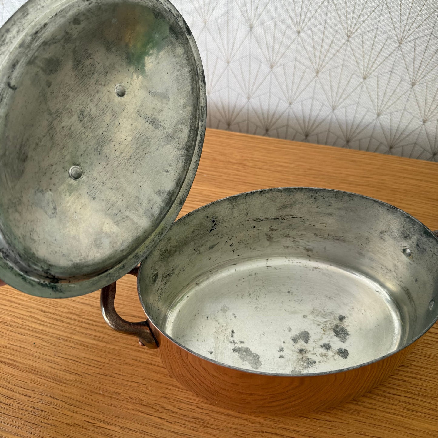 Vintage Villedieu Copper Pot French Stock Cookware 2mm Thick 8" 09052514 Fleamarketfrance